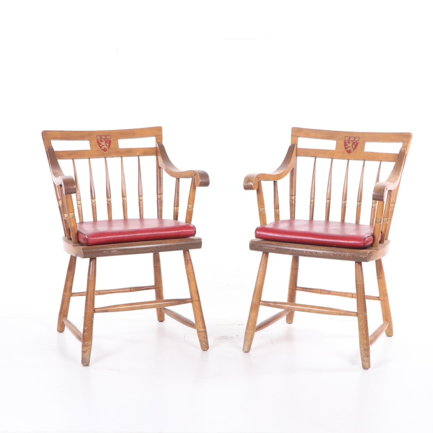 Nichols & Stone Harvard Windsor Style Maple Armchairs, Mid 20th Century