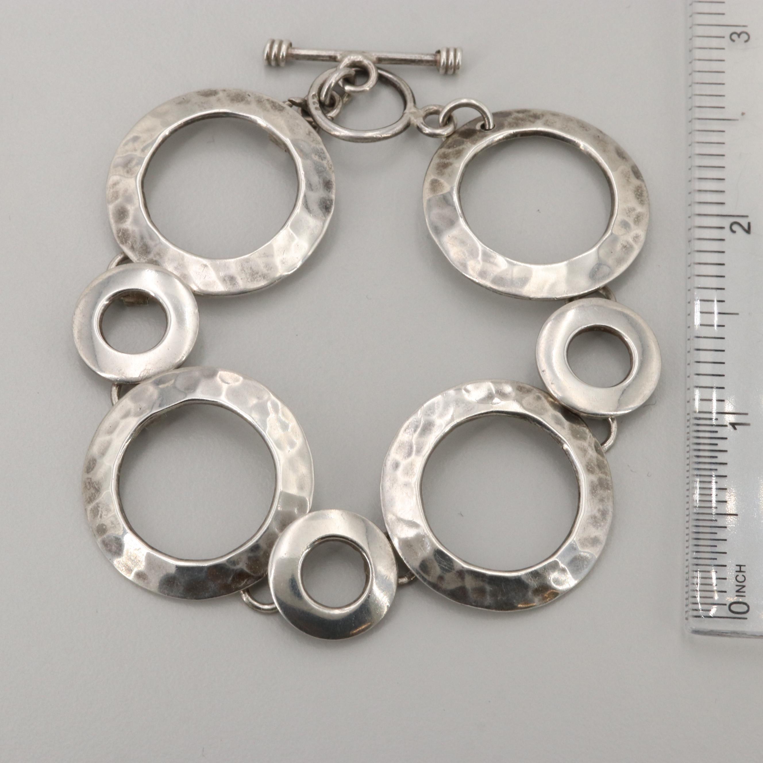 Hammered Sterling Silver Linked Bracelet