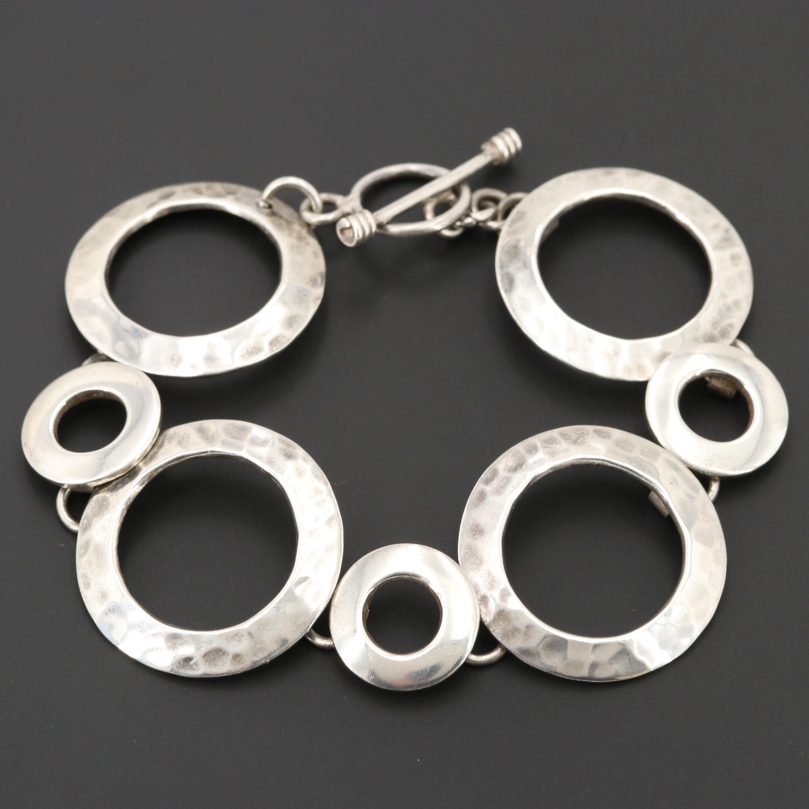 Hammered Sterling Silver Linked Bracelet