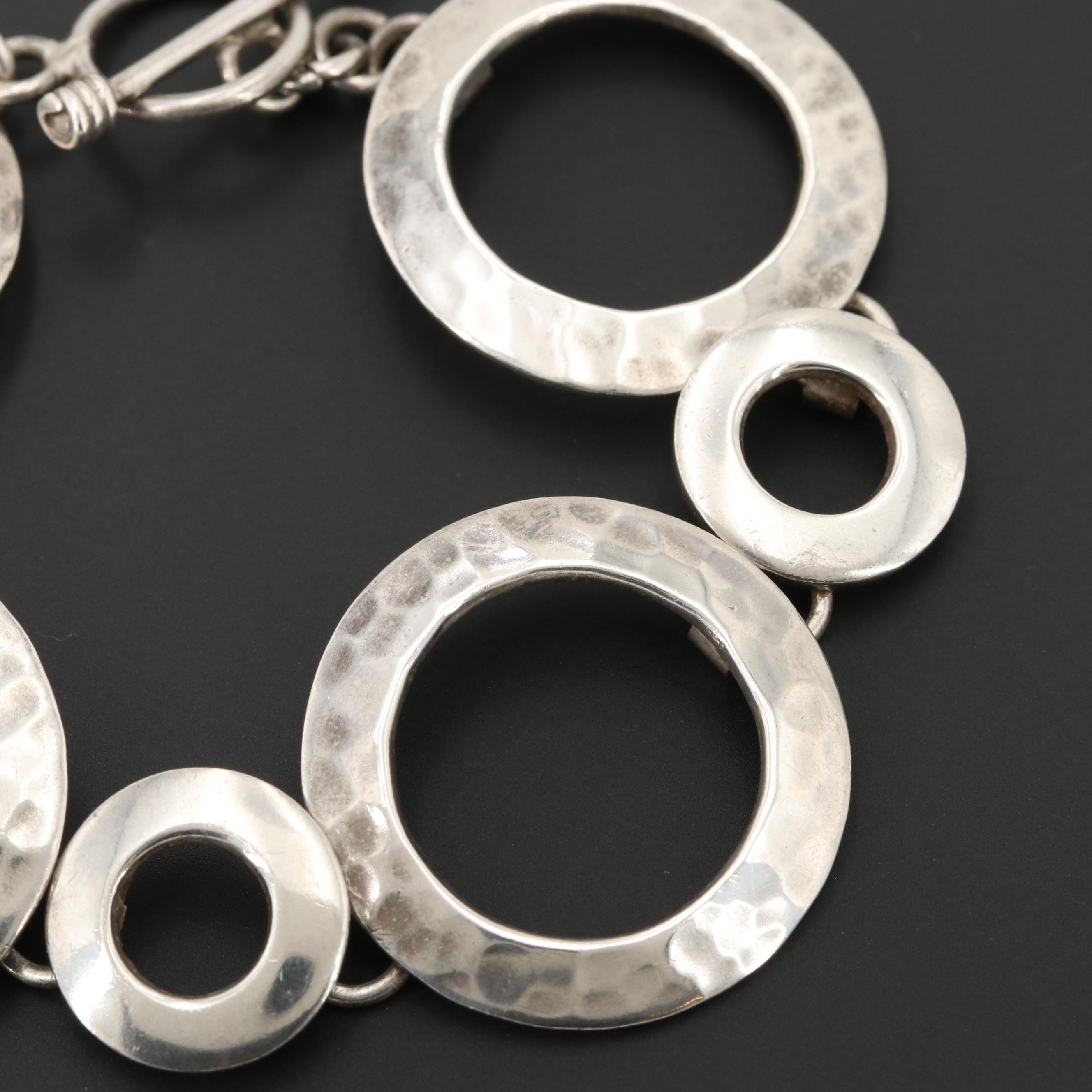 Hammered Sterling Silver Linked Bracelet