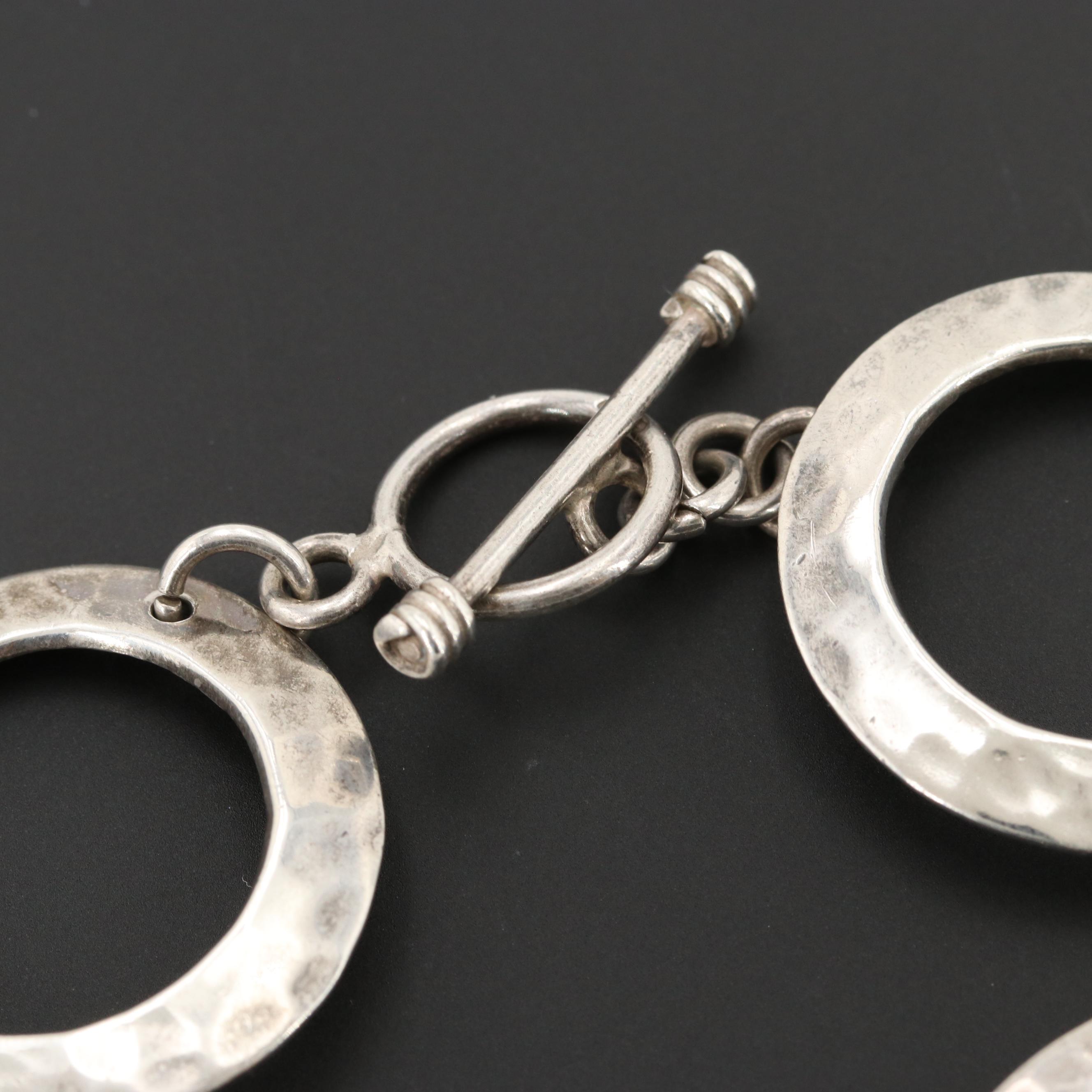 Hammered Sterling Silver Linked Bracelet