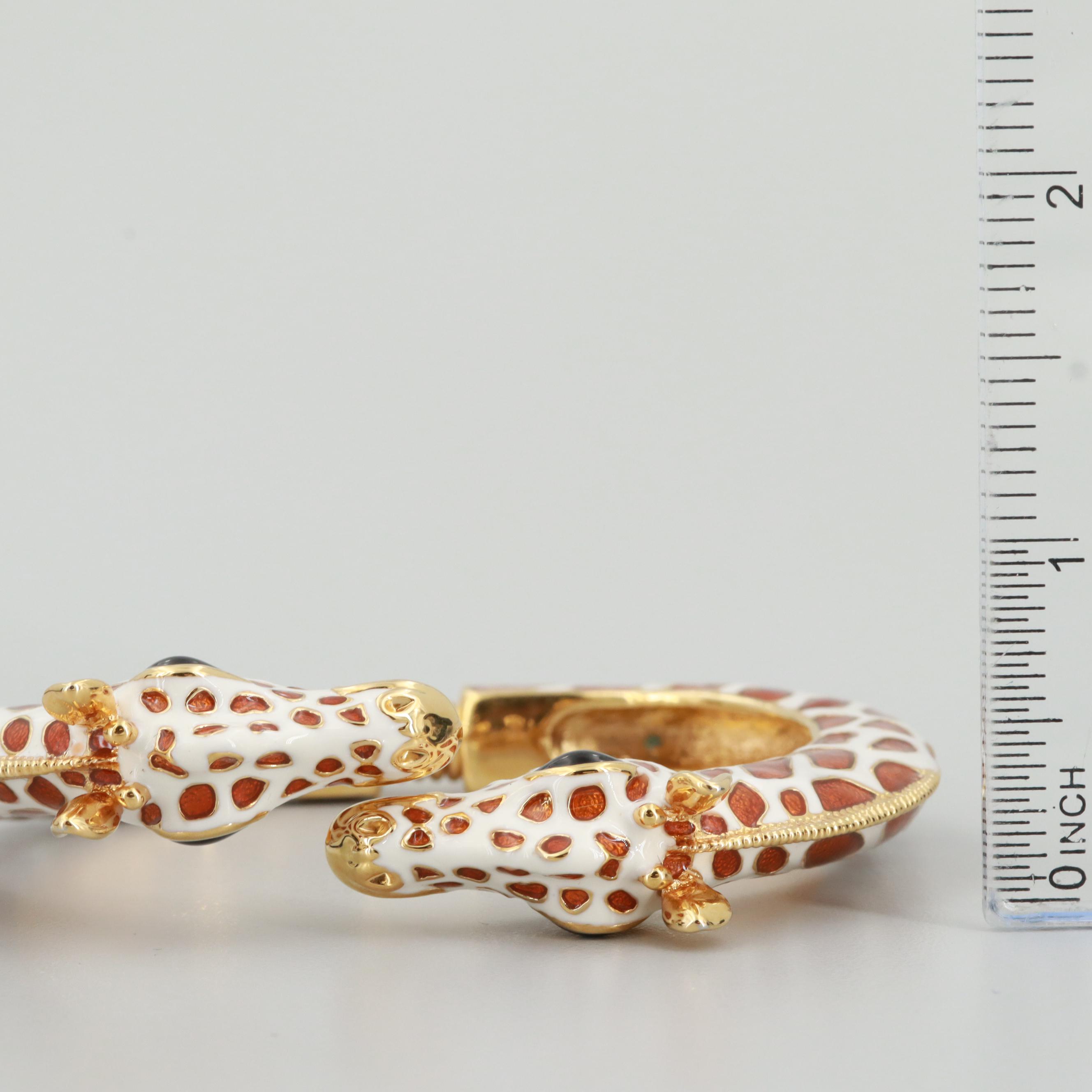 Kenneth Jay Lane Gold Tone Enamel Double Headed Giraffe Bracelet