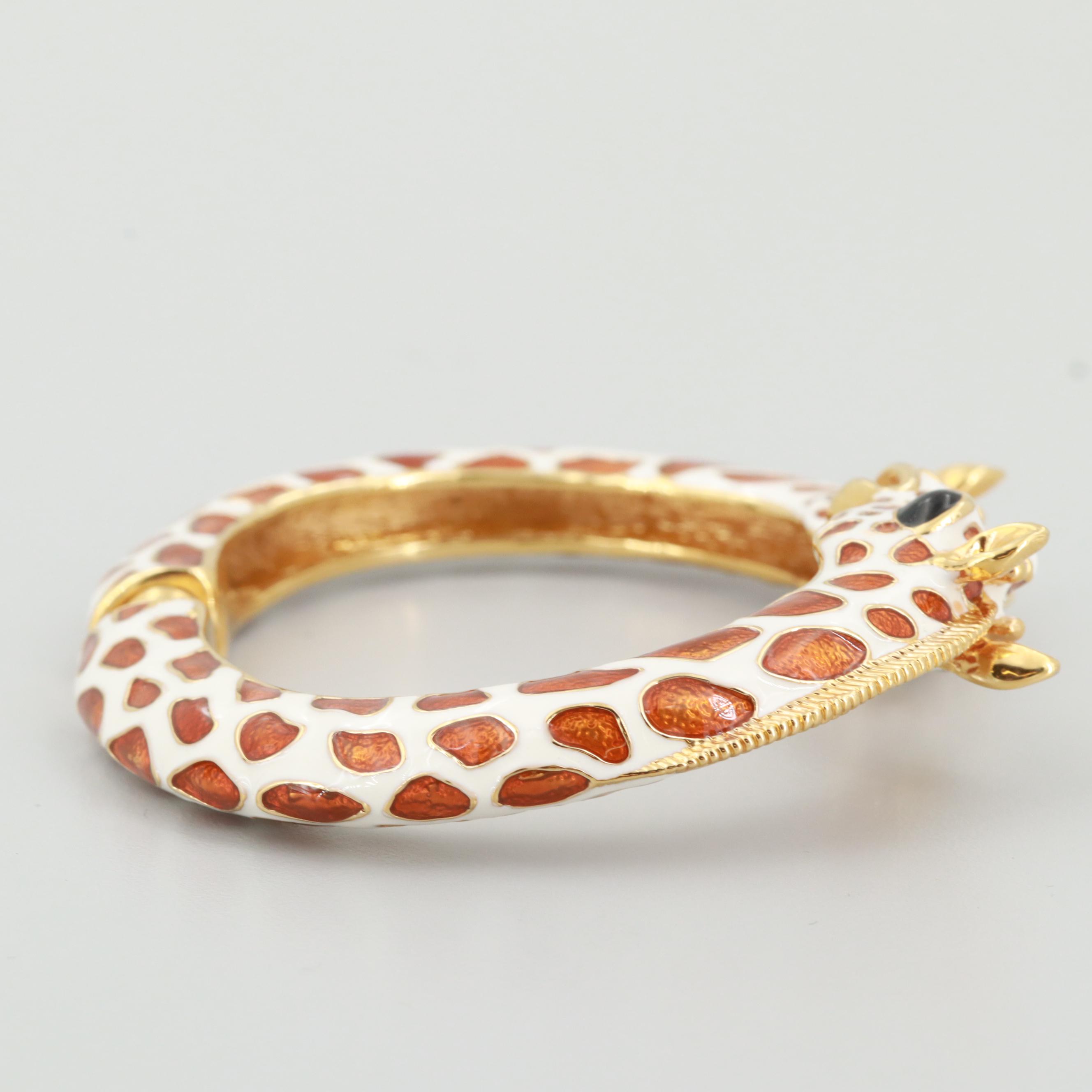 Kenneth Jay Lane Gold Tone Enamel Double Headed Giraffe Bracelet