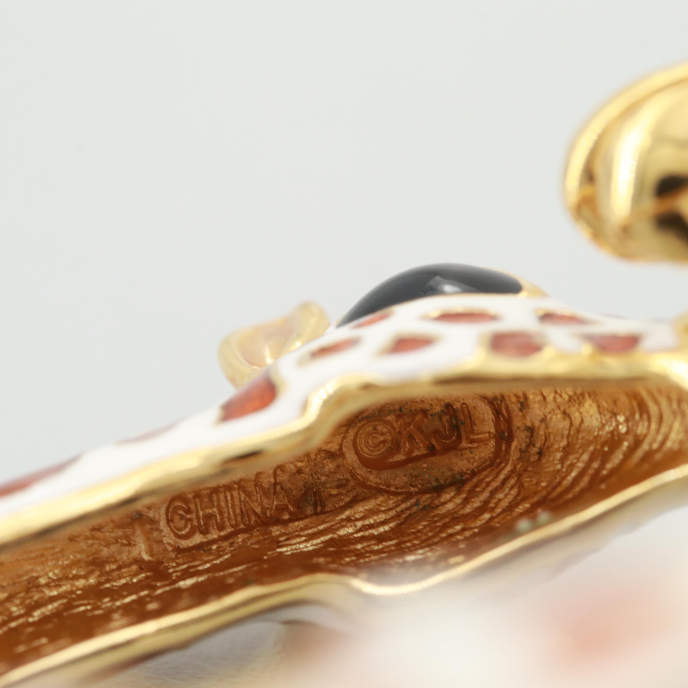 Kenneth Jay Lane Gold Tone Enamel Double Headed Giraffe Bracelet