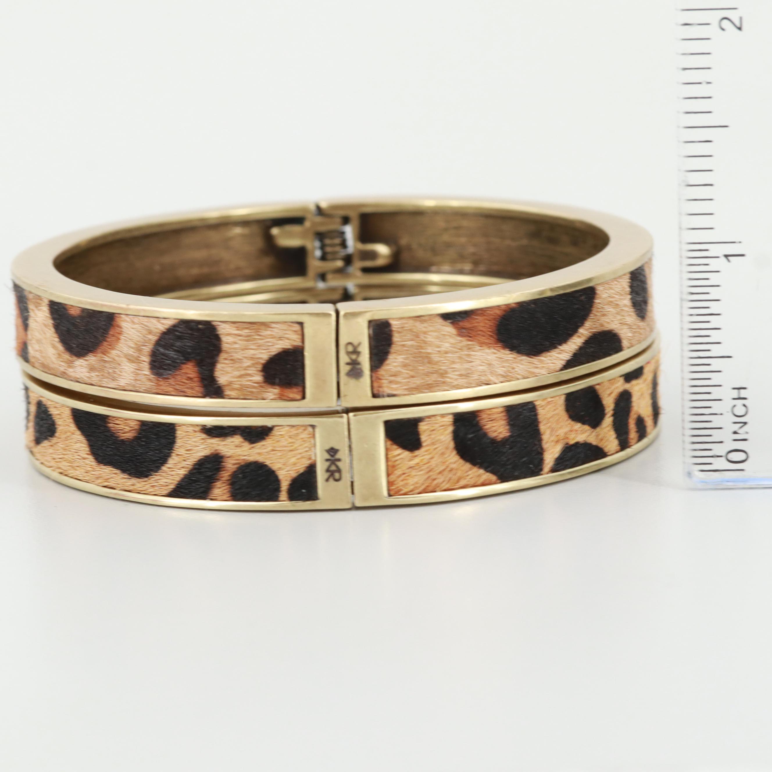 Silpada Gold Tone "Go Wild" Animal Print Hinged Bangle Bracelets