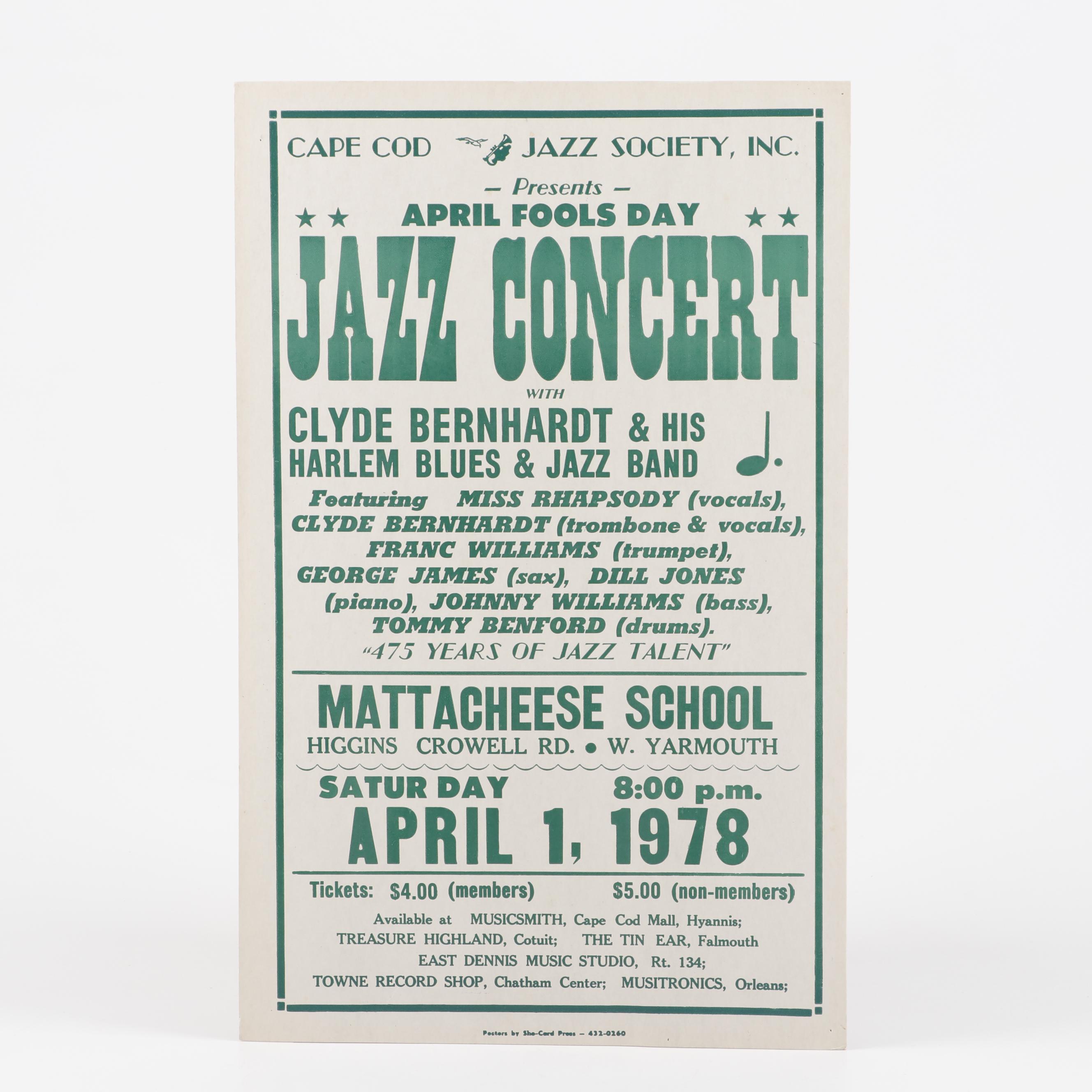 Benny Goodman, Clyde Bernhardt Cape Cod Jazz Concert Posters