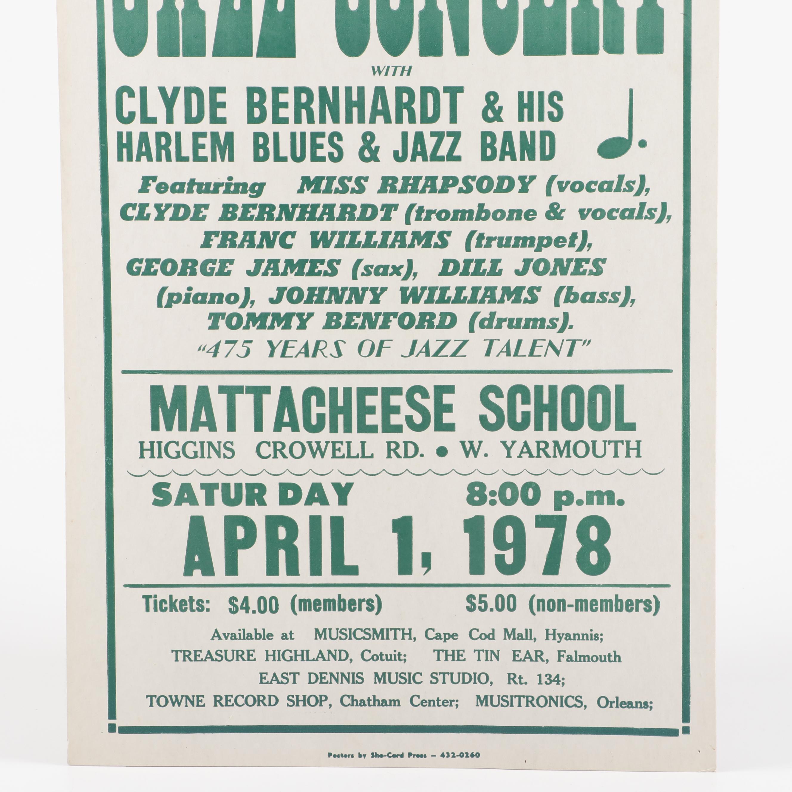 Benny Goodman, Clyde Bernhardt Cape Cod Jazz Concert Posters