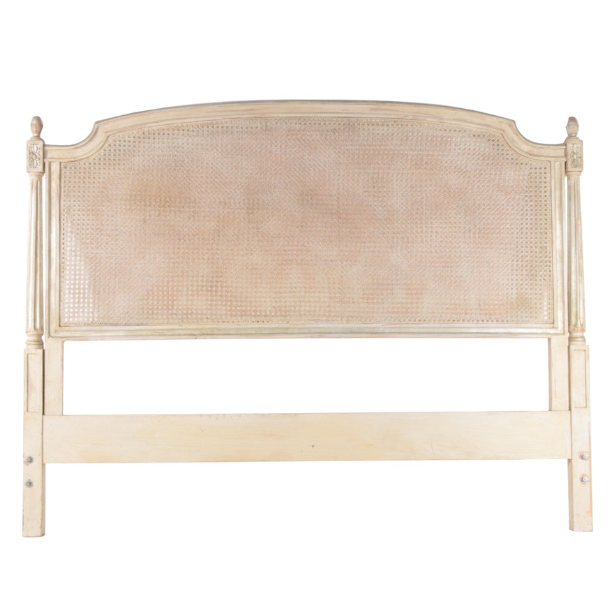 Louis XVI Style Cream-Painted and Silver-Gilt Full Size Headboard, 20th Century