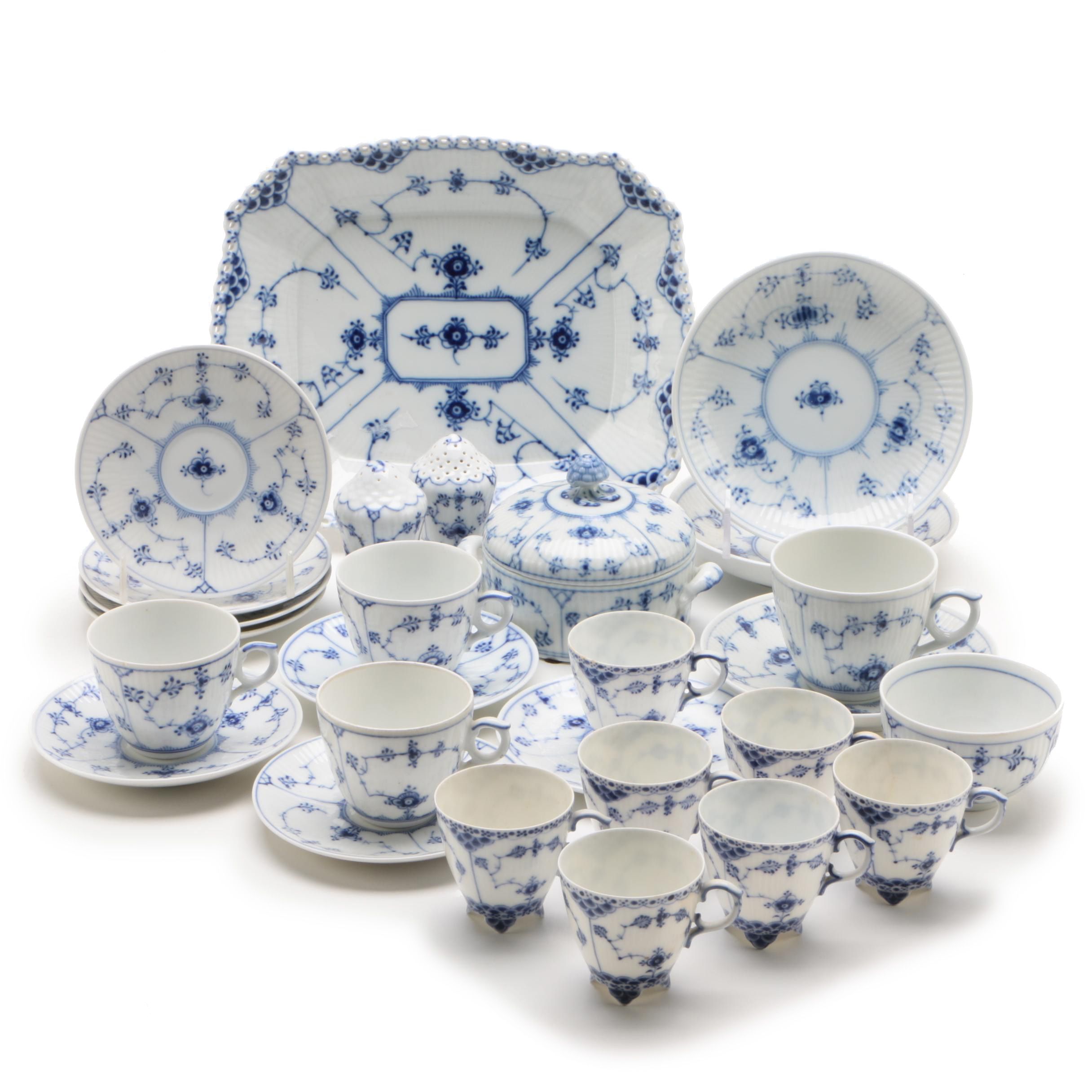 Royal Copenhagen "Blue Fluted" Porcelain Dinnerware and Serving Pieces