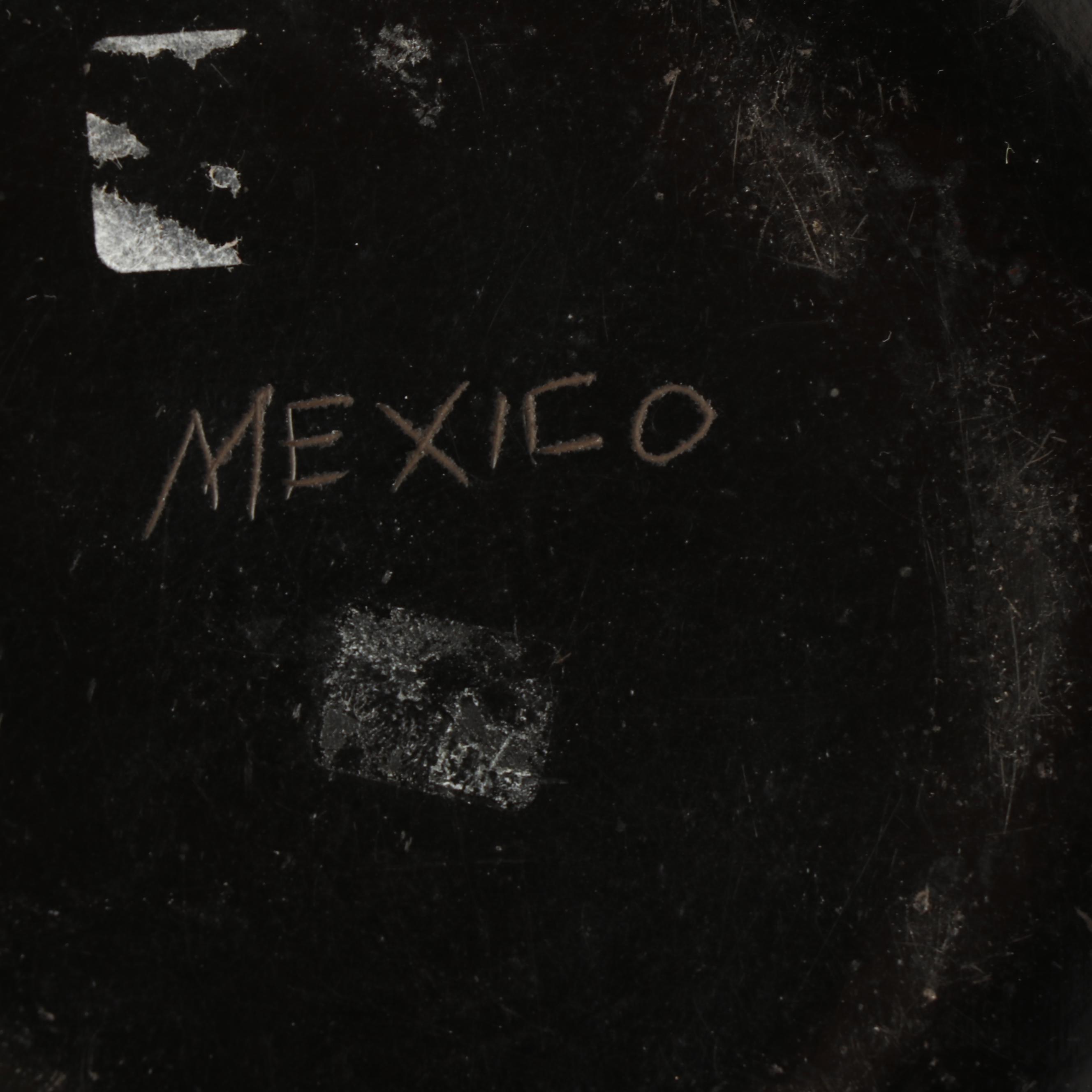 Mexican Tonala Folk Art Pottery Vase with Iguana