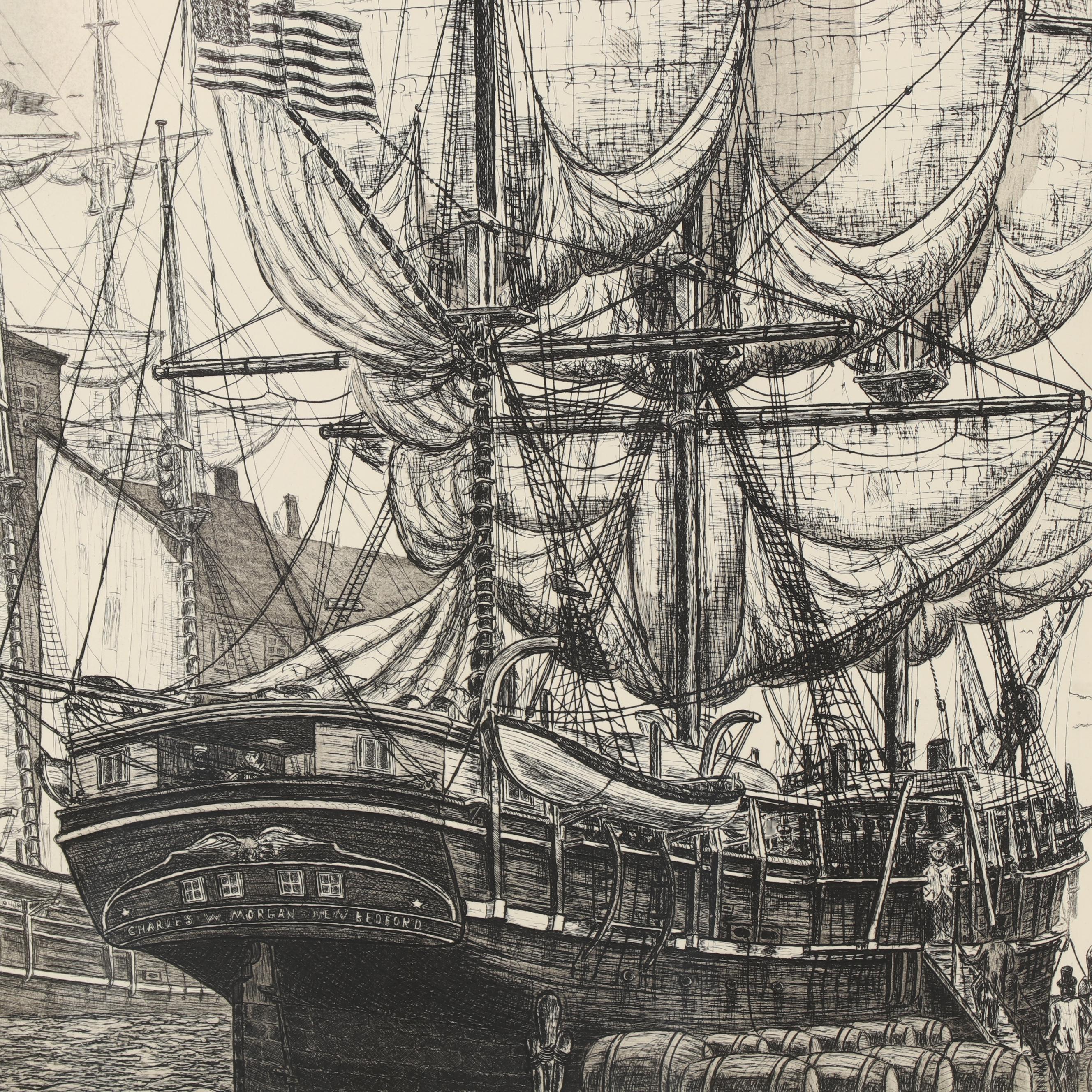 Alan Jay Gaines Etching "Charles W. Morgan"