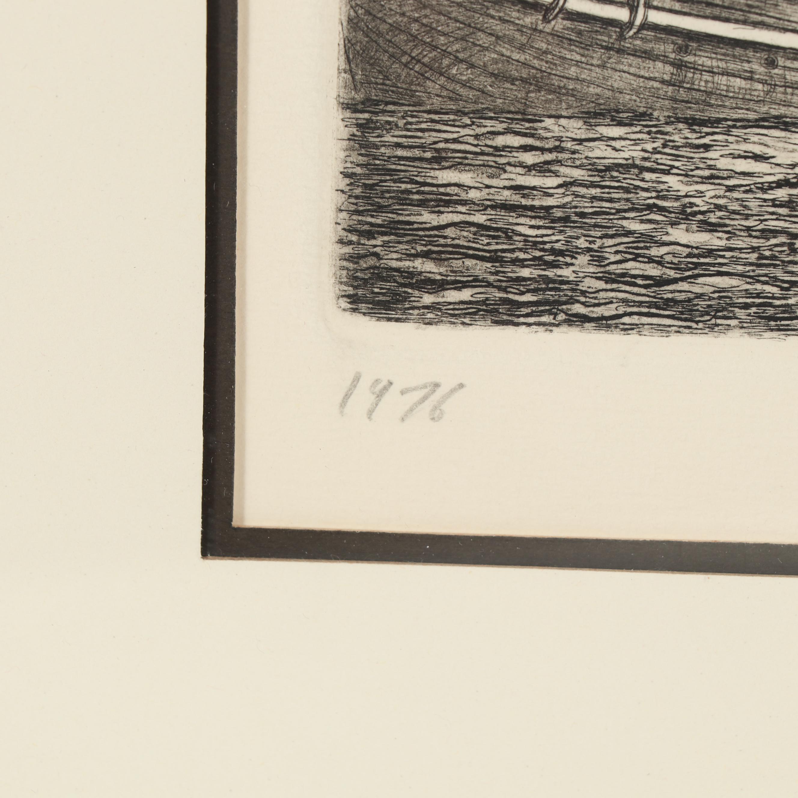 Alan Jay Gaines Etching "Charles W. Morgan"