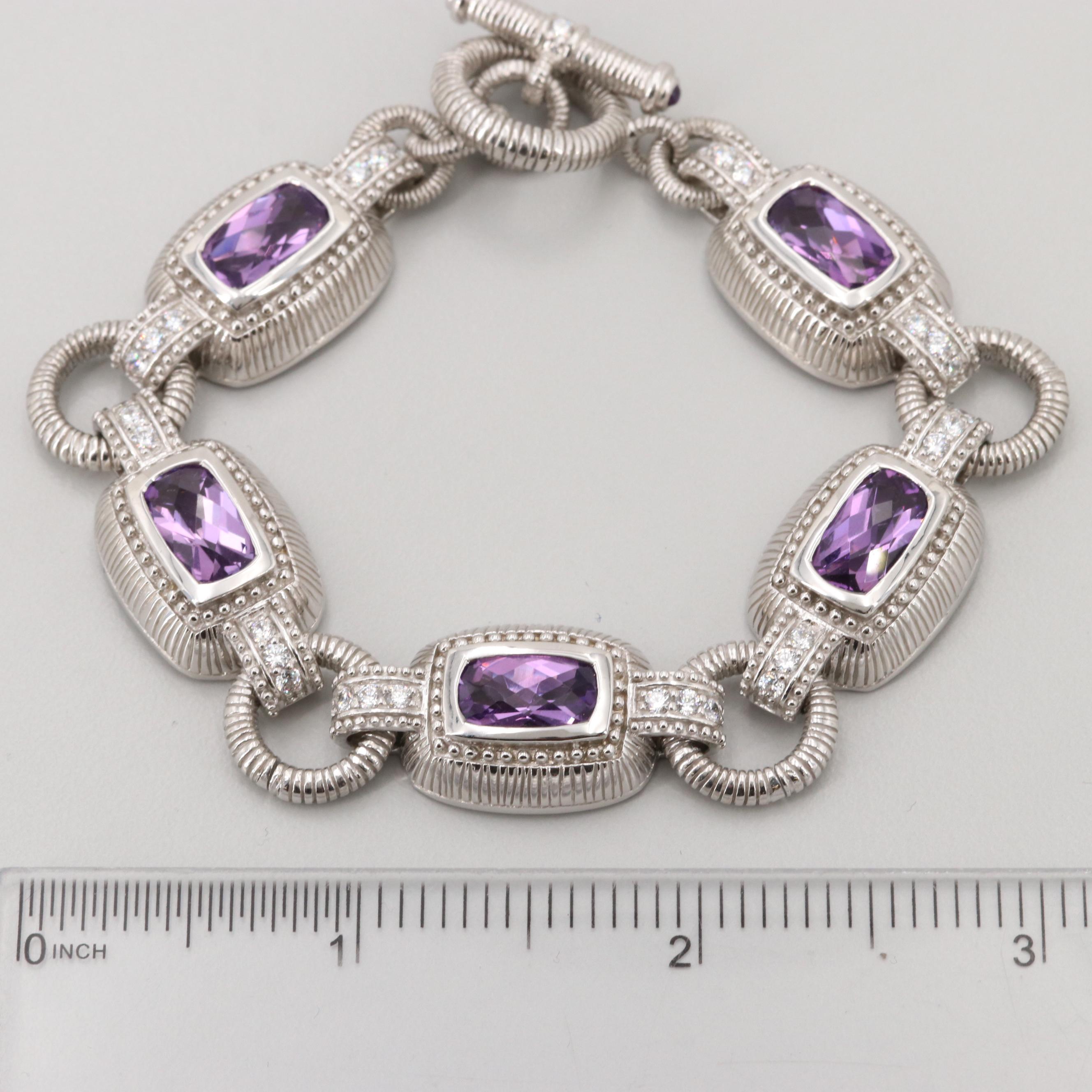Judith Ripka Sterling Silver Cubic Zirconia Link Bracelet