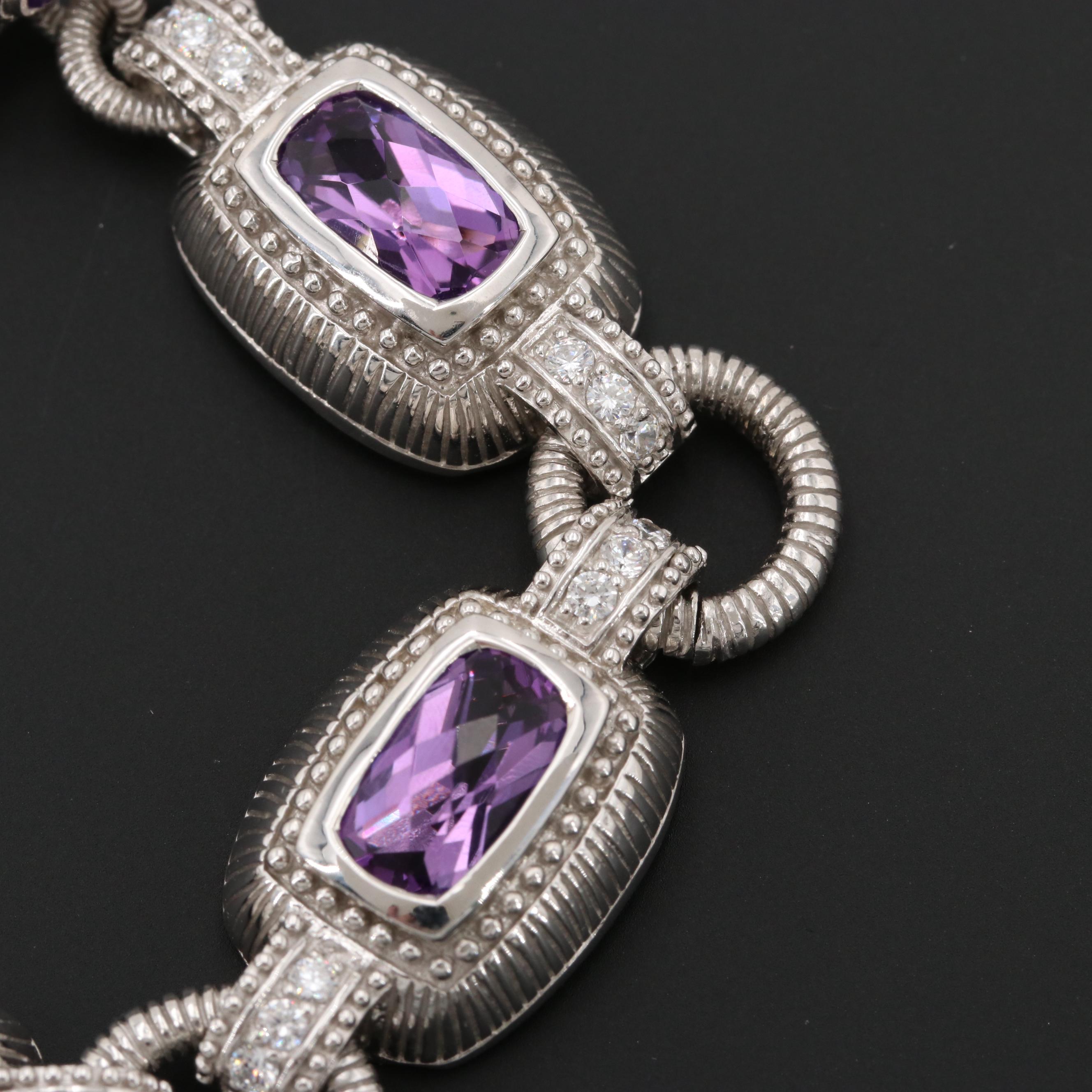 Judith Ripka Sterling Silver Cubic Zirconia Link Bracelet