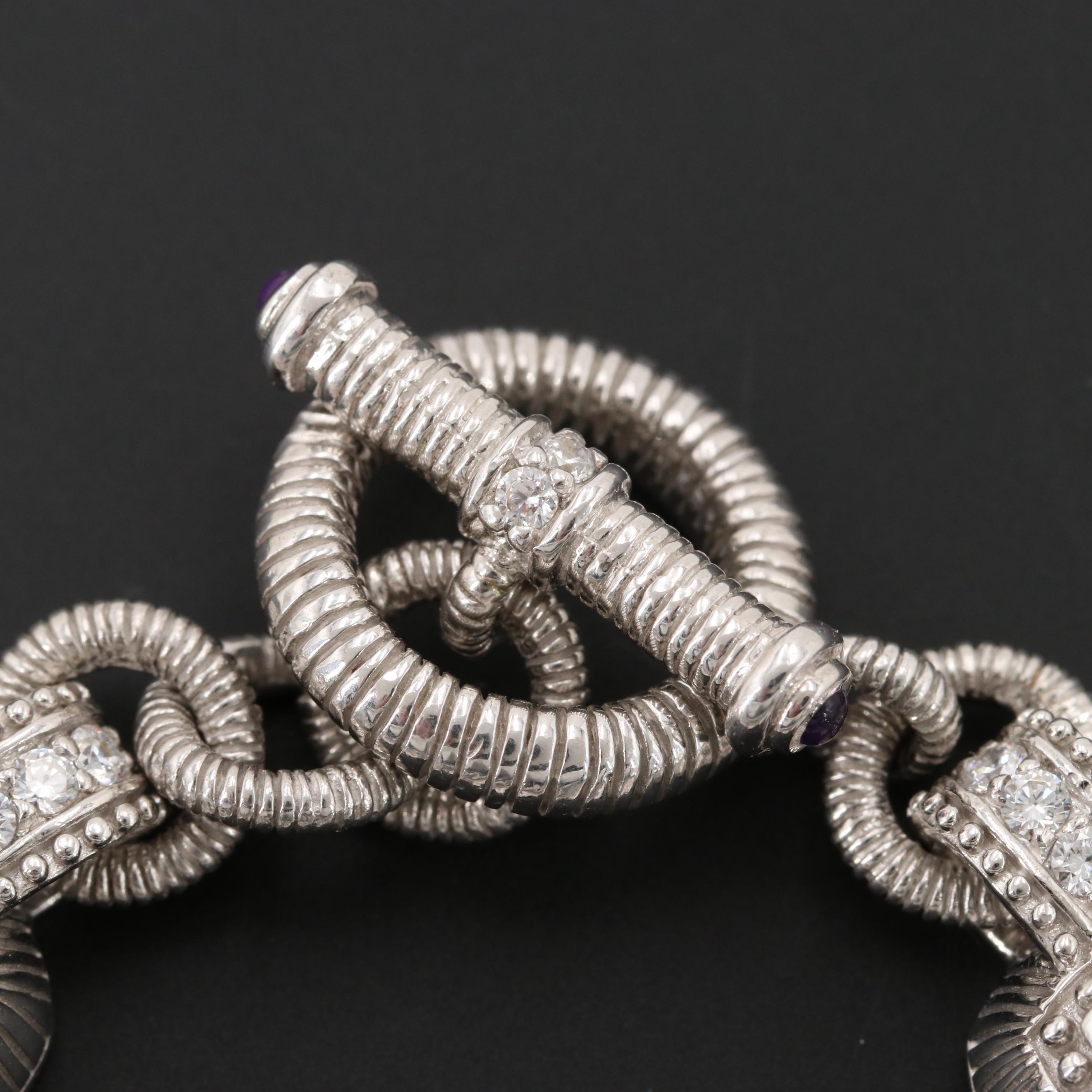 Judith Ripka Sterling Silver Cubic Zirconia Link Bracelet