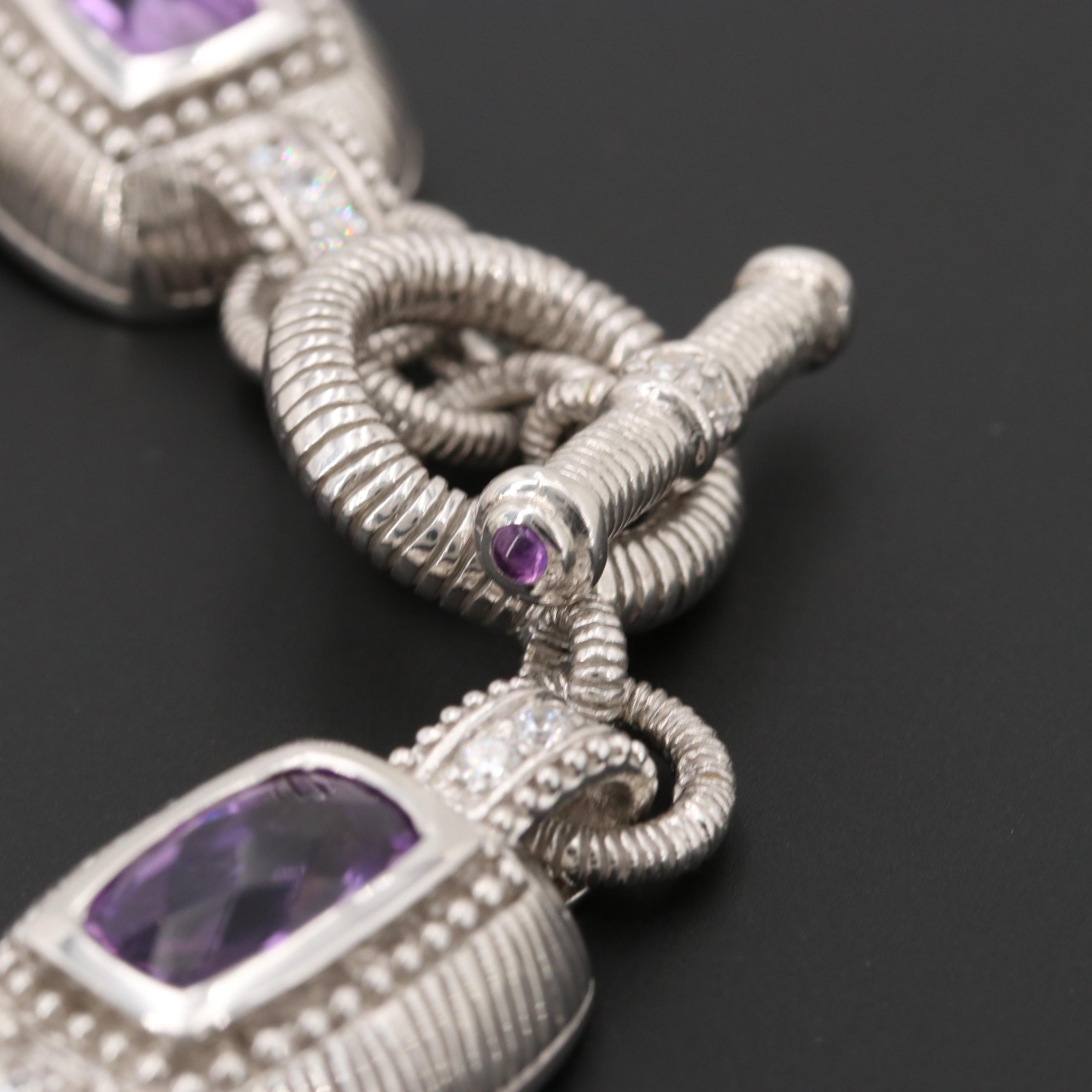 Judith Ripka Sterling Silver Cubic Zirconia Link Bracelet