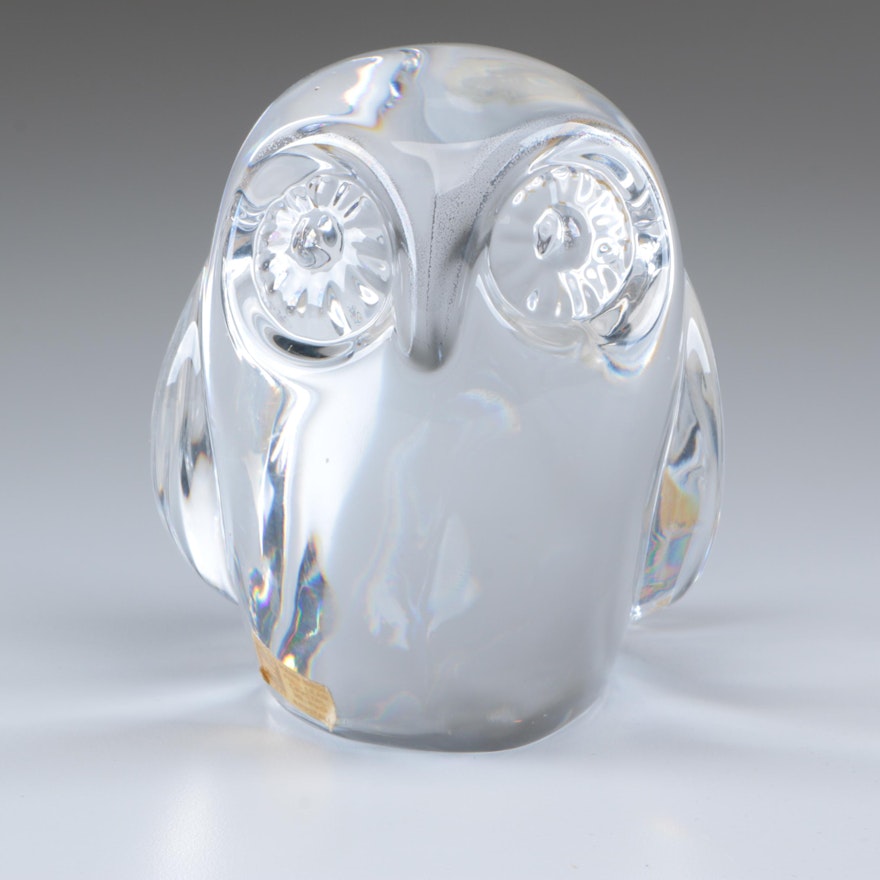 Norwegian Hadeland Crystal Owl Figurine
