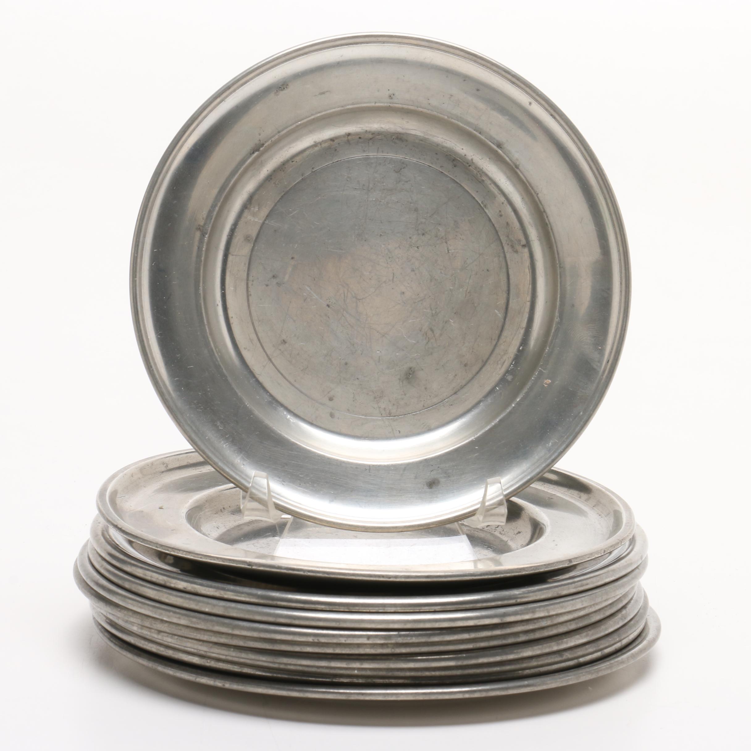 Vintage Pewter Dinnerware Including Stieff and GF Finstain Plates