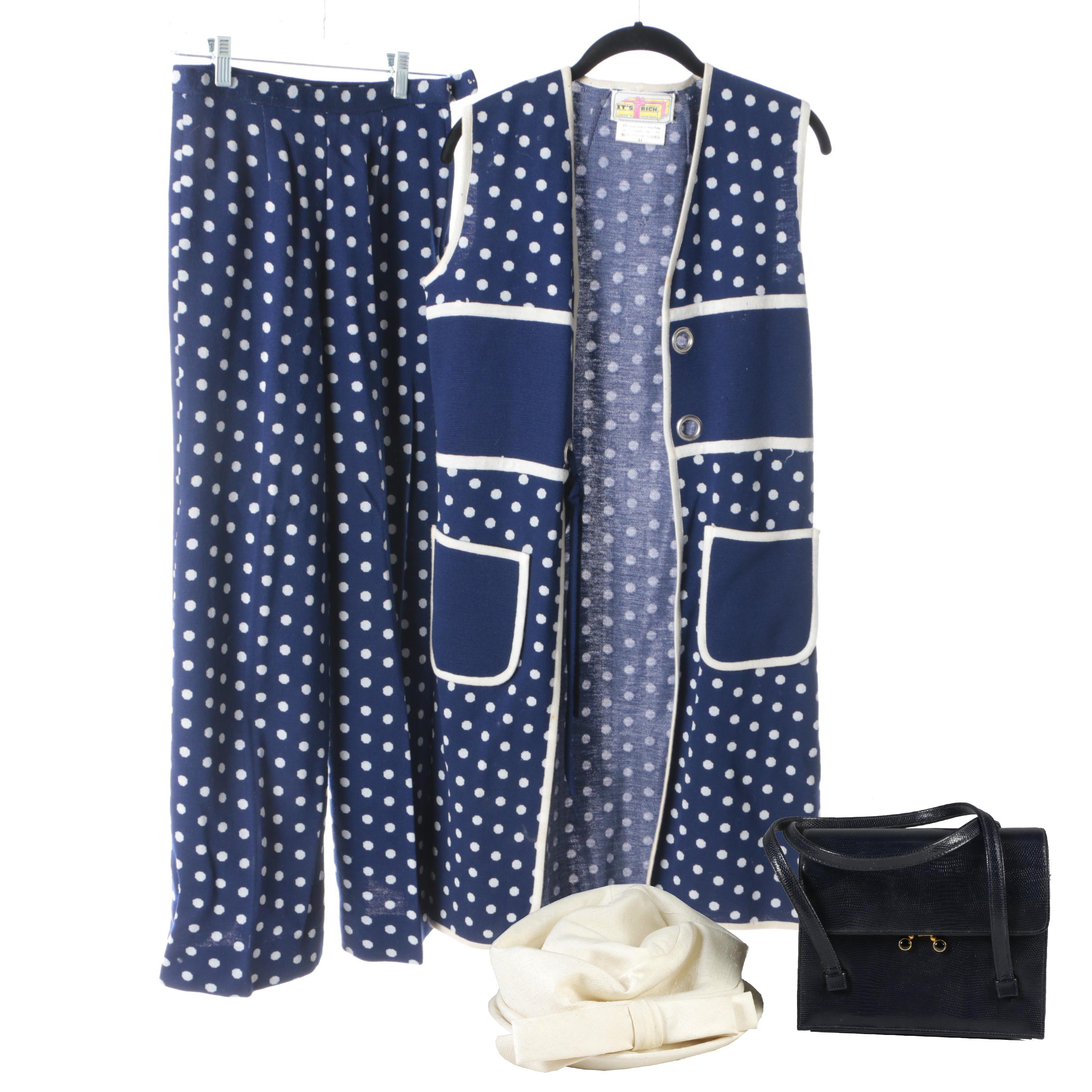 It's Rich Wool Pant Set, Miss Alice Hat and Susan Gail Leather Handbag, 1960s