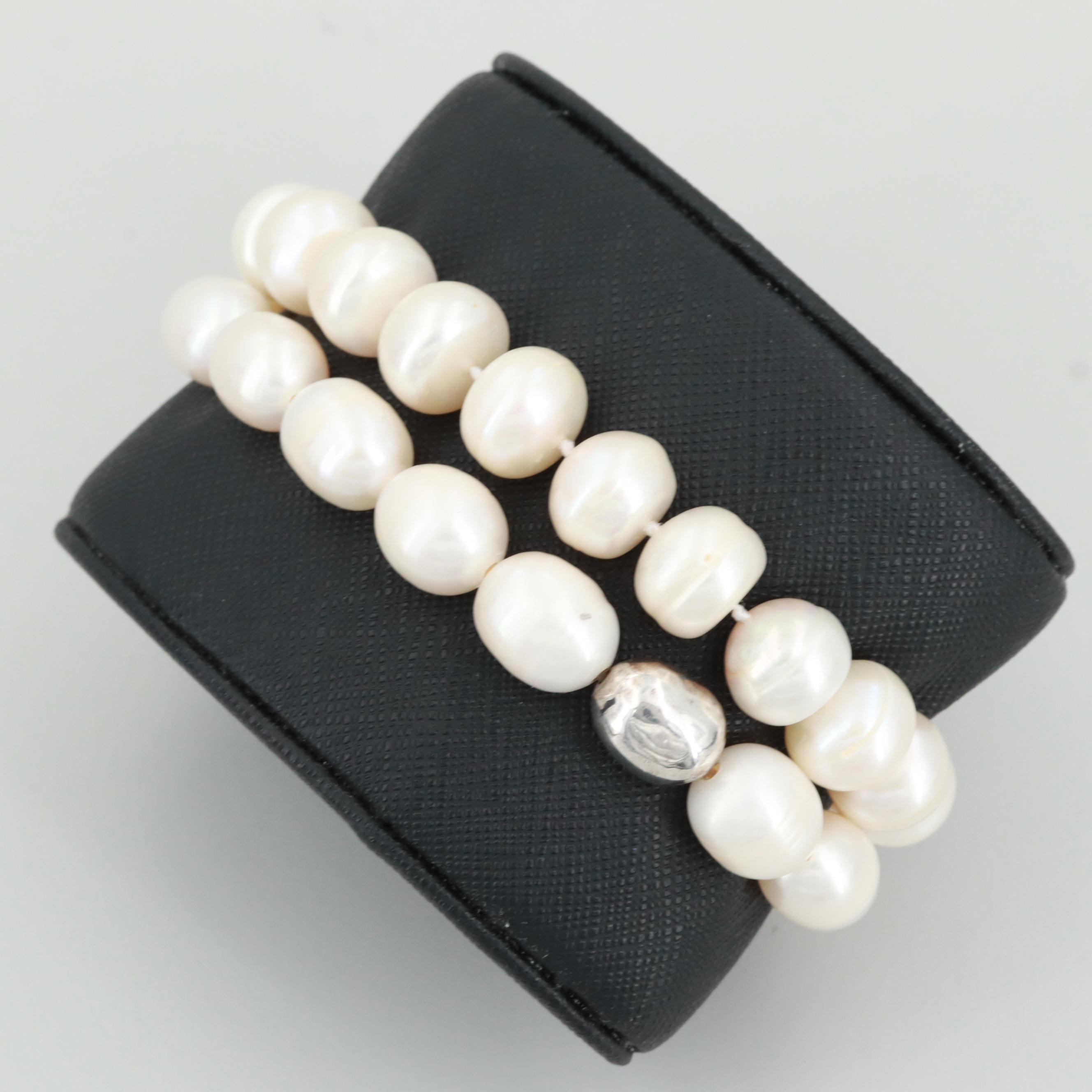 Sterling and Silver Tone Cultured Pearl and Glass Bracelets Including Silpada