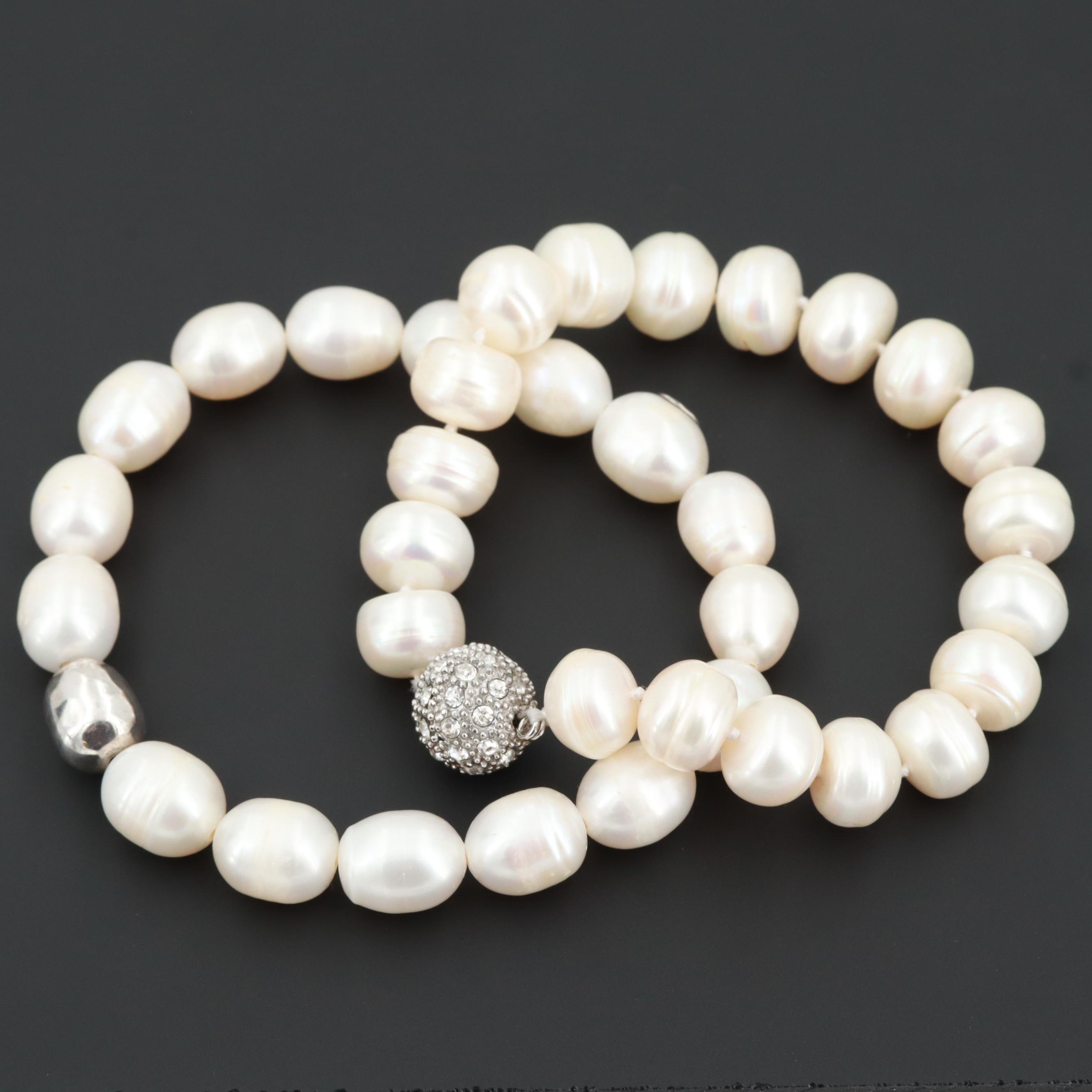 Sterling and Silver Tone Cultured Pearl and Glass Bracelets Including Silpada
