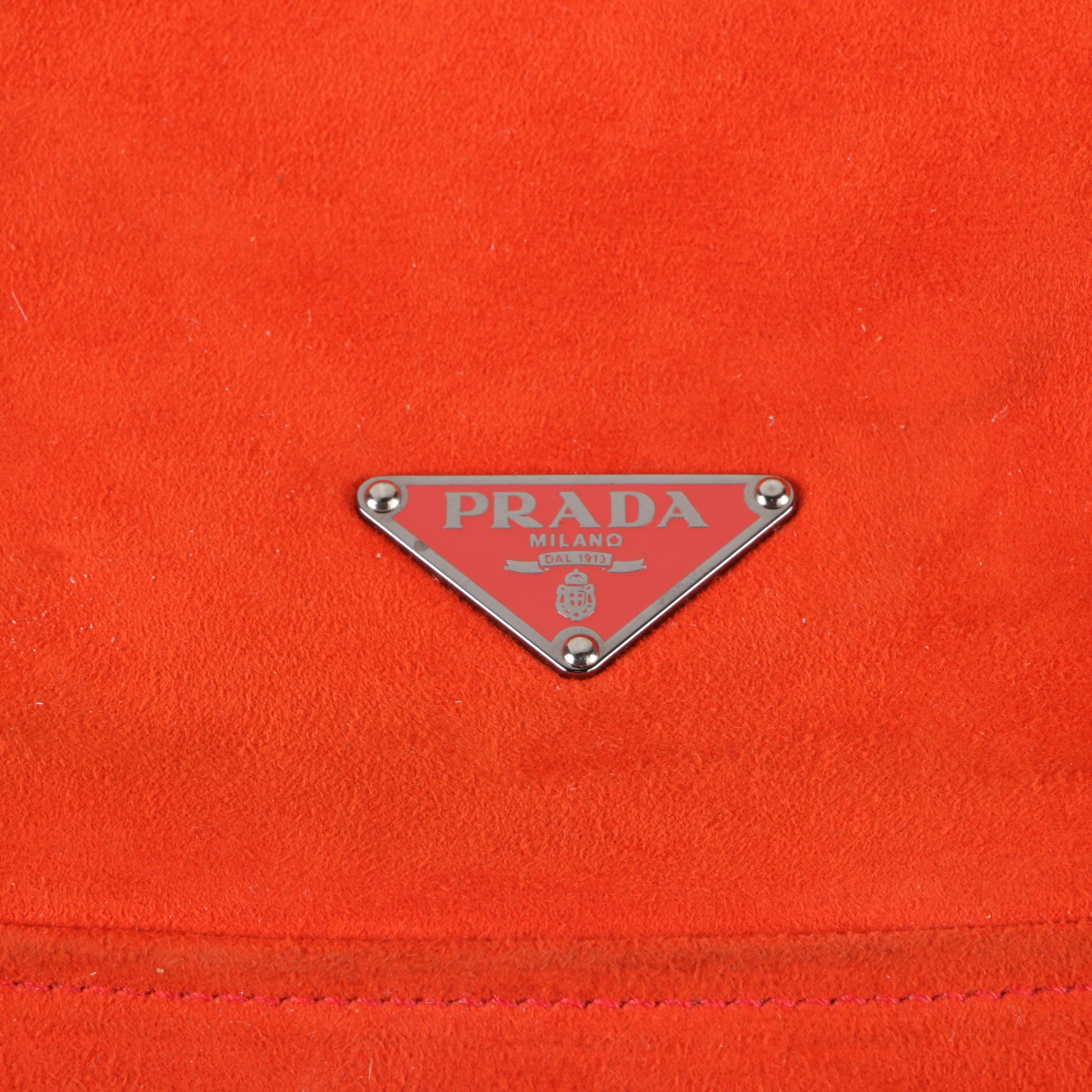 Prada Mandarino Camoscio Suede Shoulder Bag