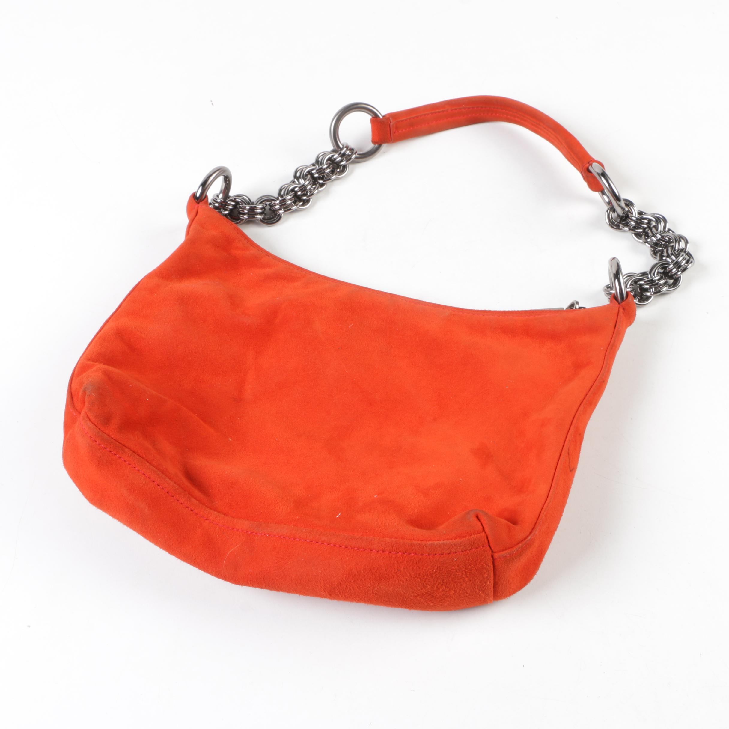 Prada Mandarino Camoscio Suede Shoulder Bag