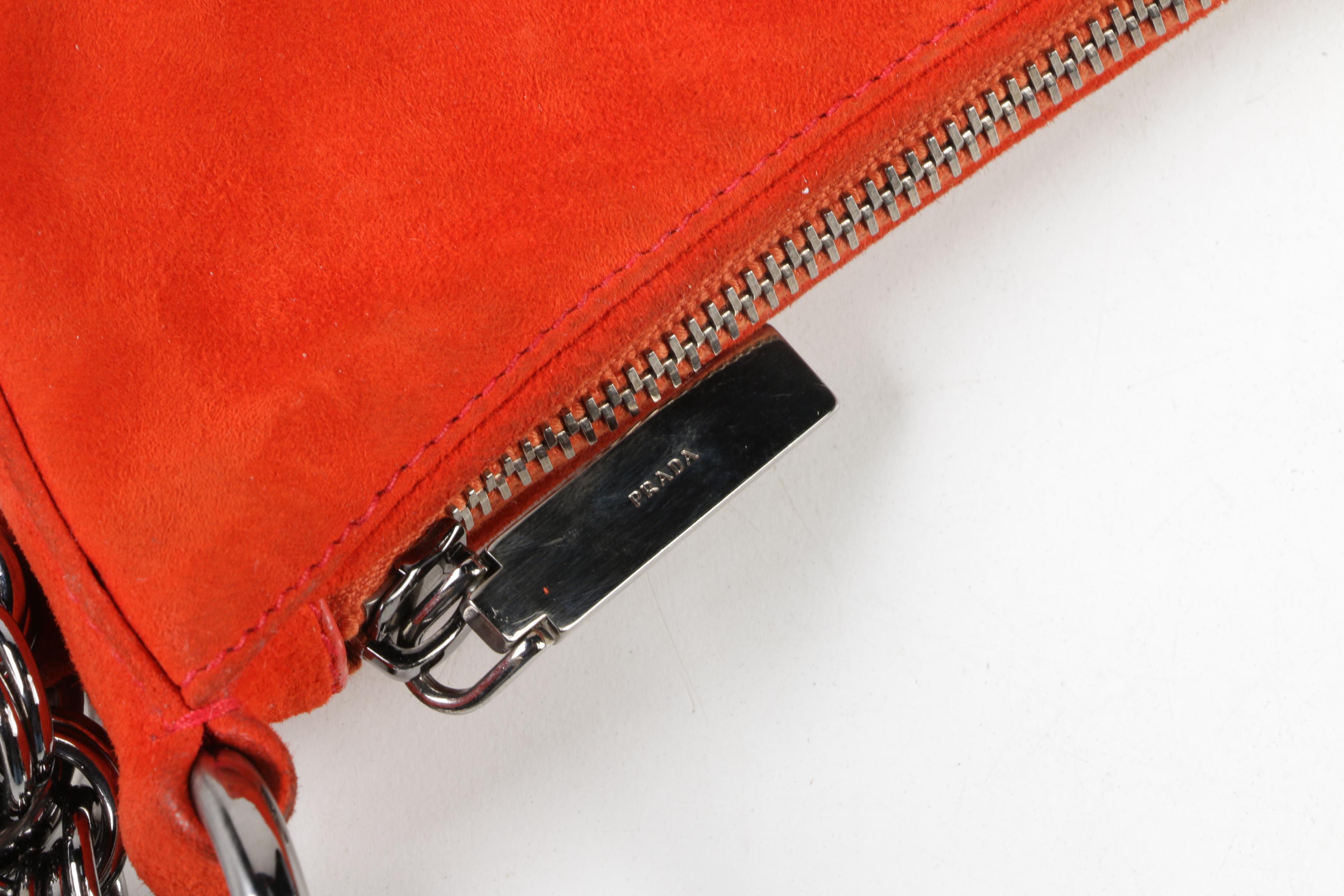 Prada Mandarino Camoscio Suede Shoulder Bag