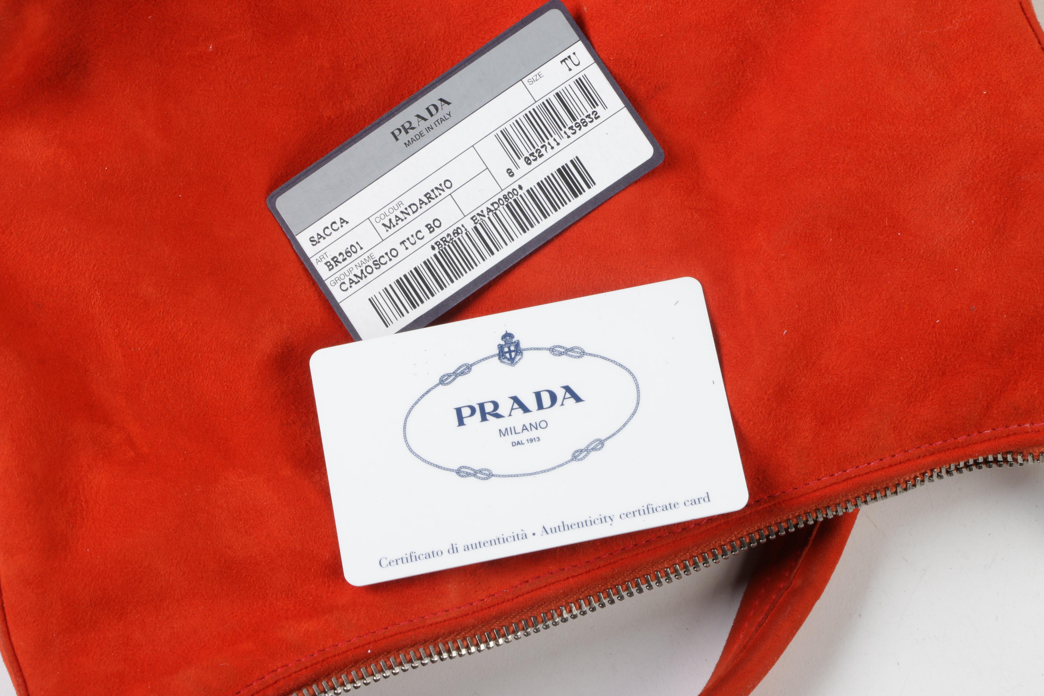 Prada Mandarino Camoscio Suede Shoulder Bag