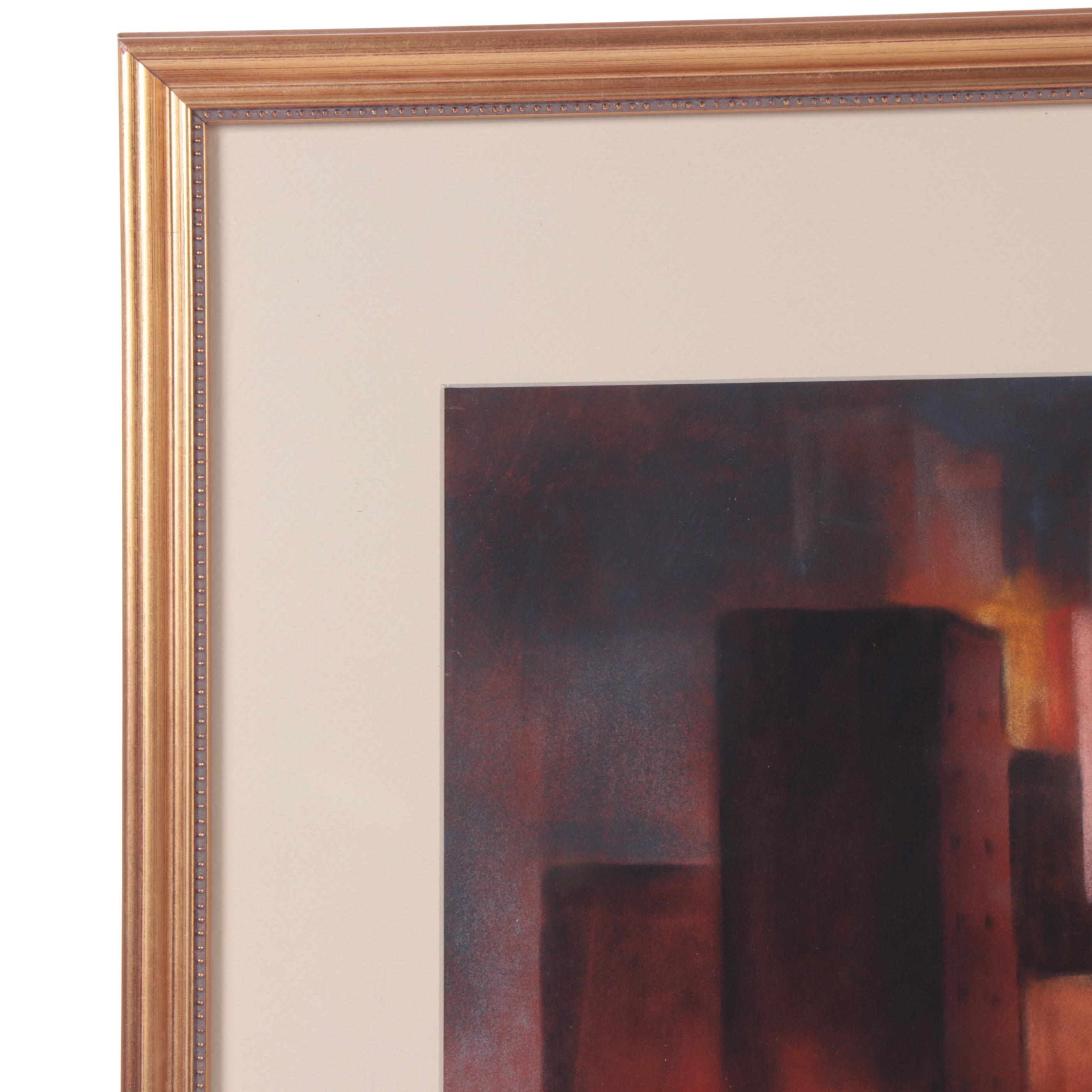 Nelson Sears Pastel Drawing "Chicago River"