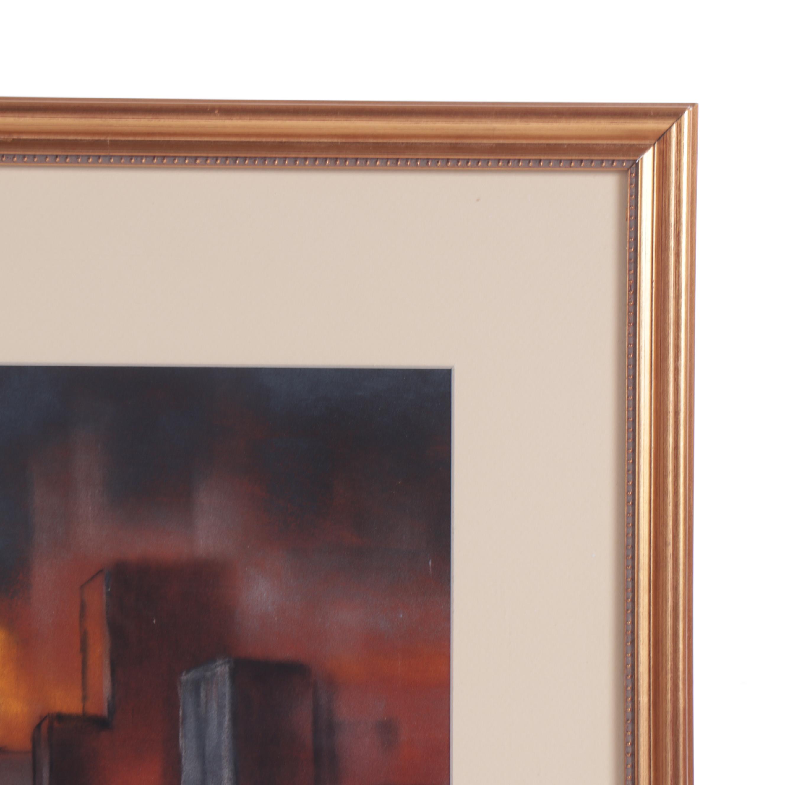 Nelson Sears Pastel Drawing "Chicago River"