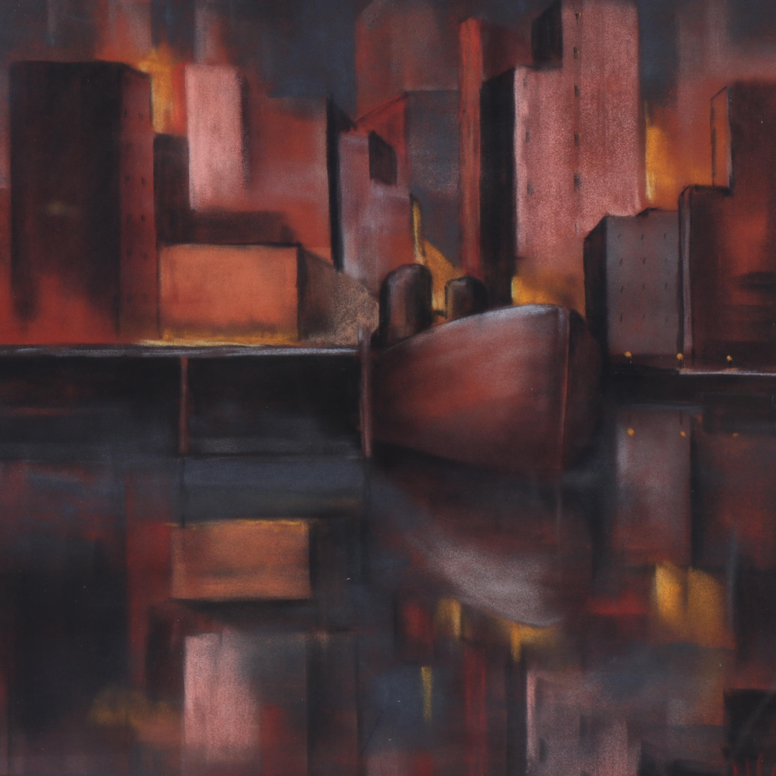 Nelson Sears Pastel Drawing "Chicago River"