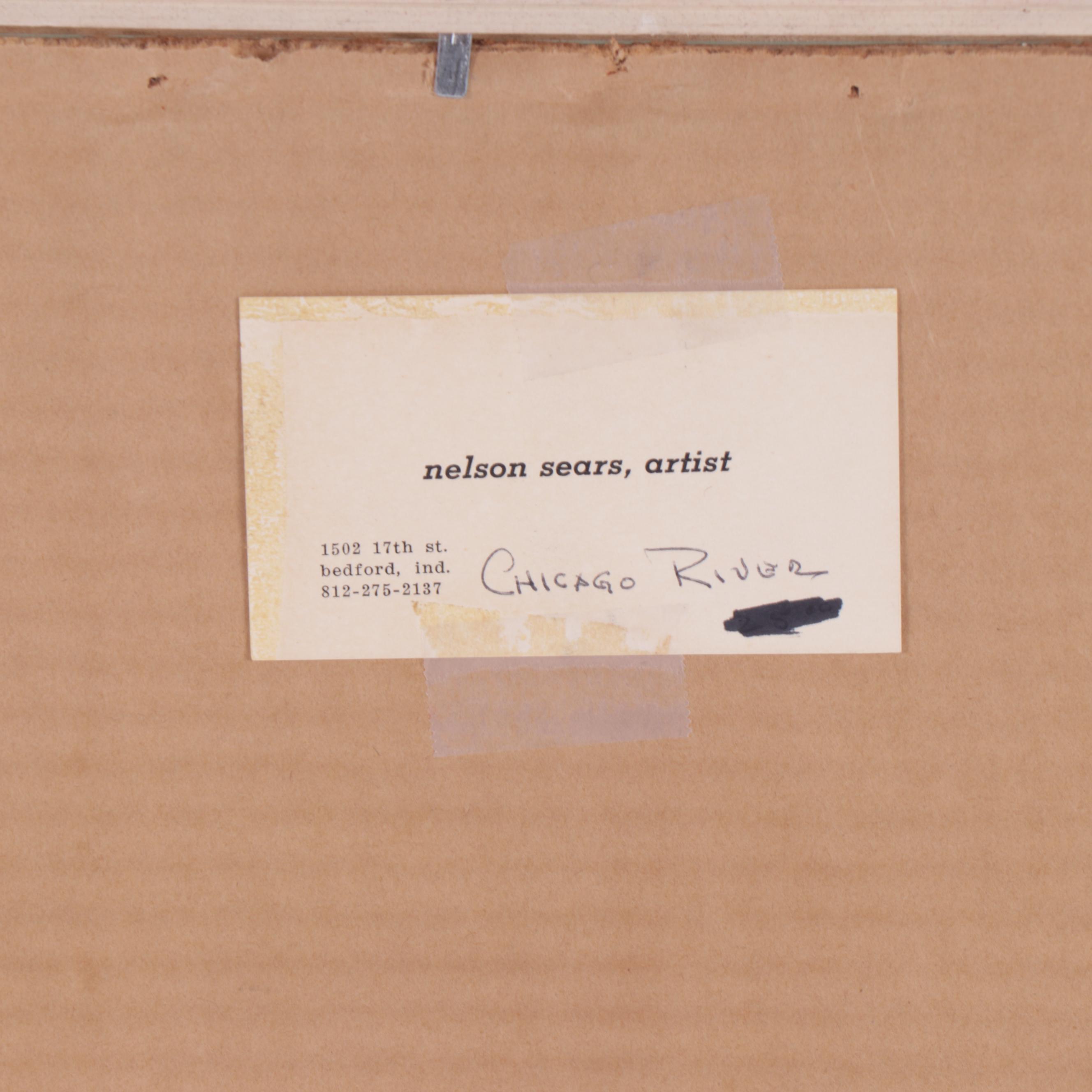 Nelson Sears Pastel Drawing "Chicago River"