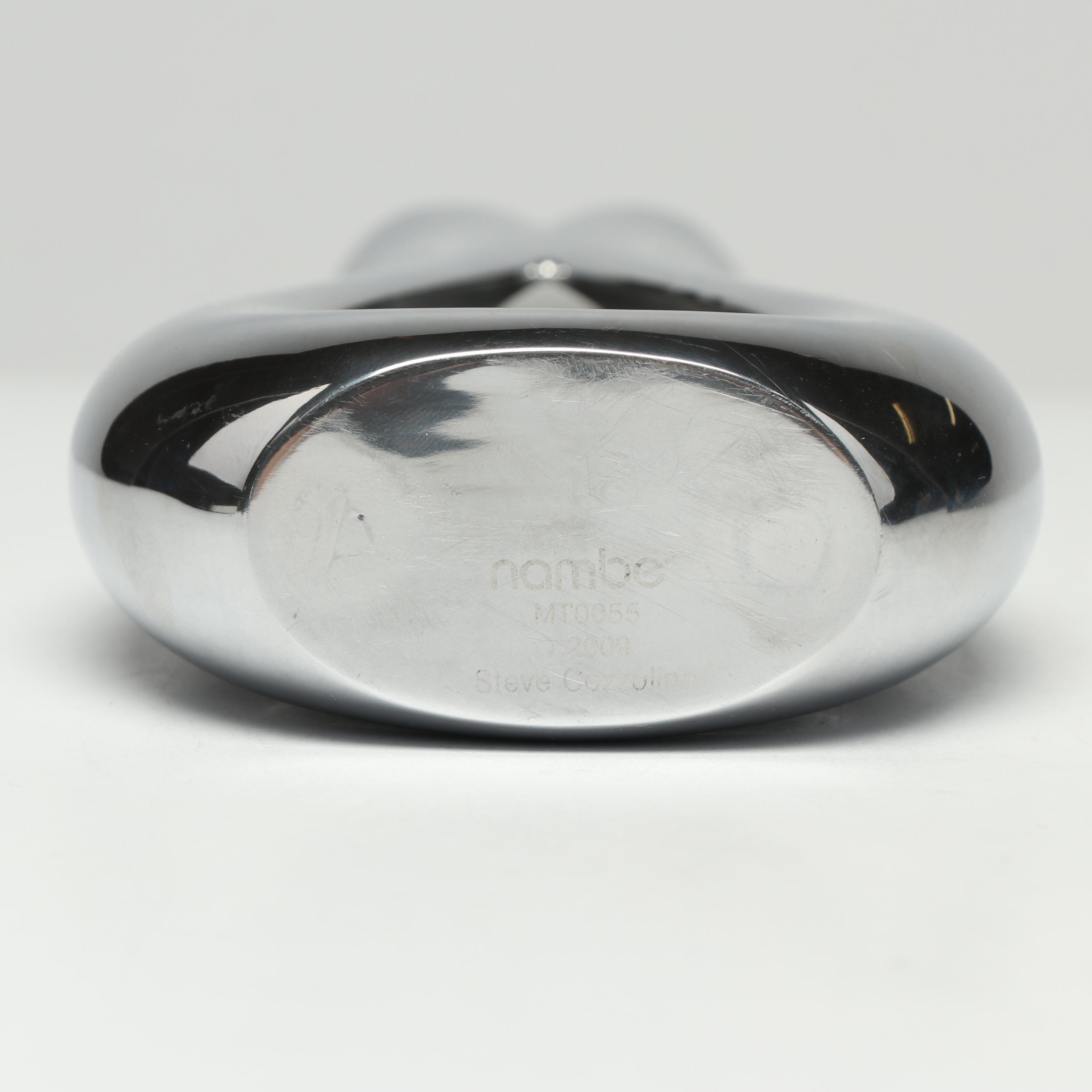 Nambé Candleholder Vase with Modern Art Glass Candlesticks and Nambé Holders