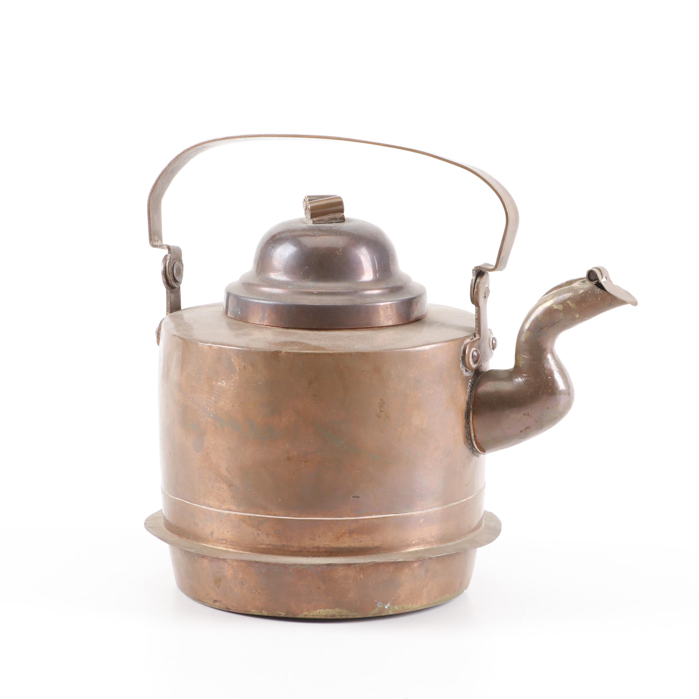 Karl Olsen Stavanger Style Copper Teakettle, 19th Century