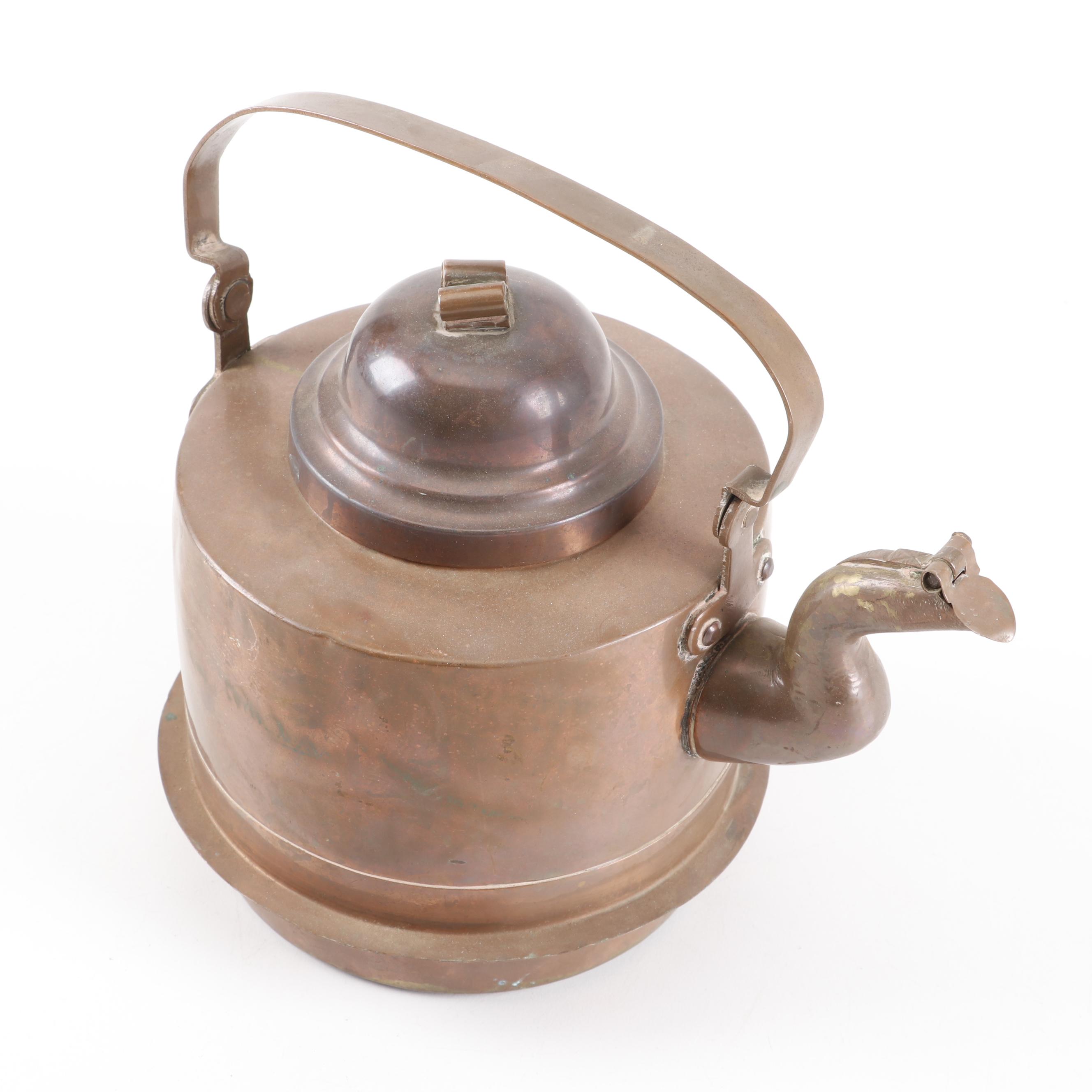 Karl Olsen Stavanger Style Copper Teakettle, 19th Century