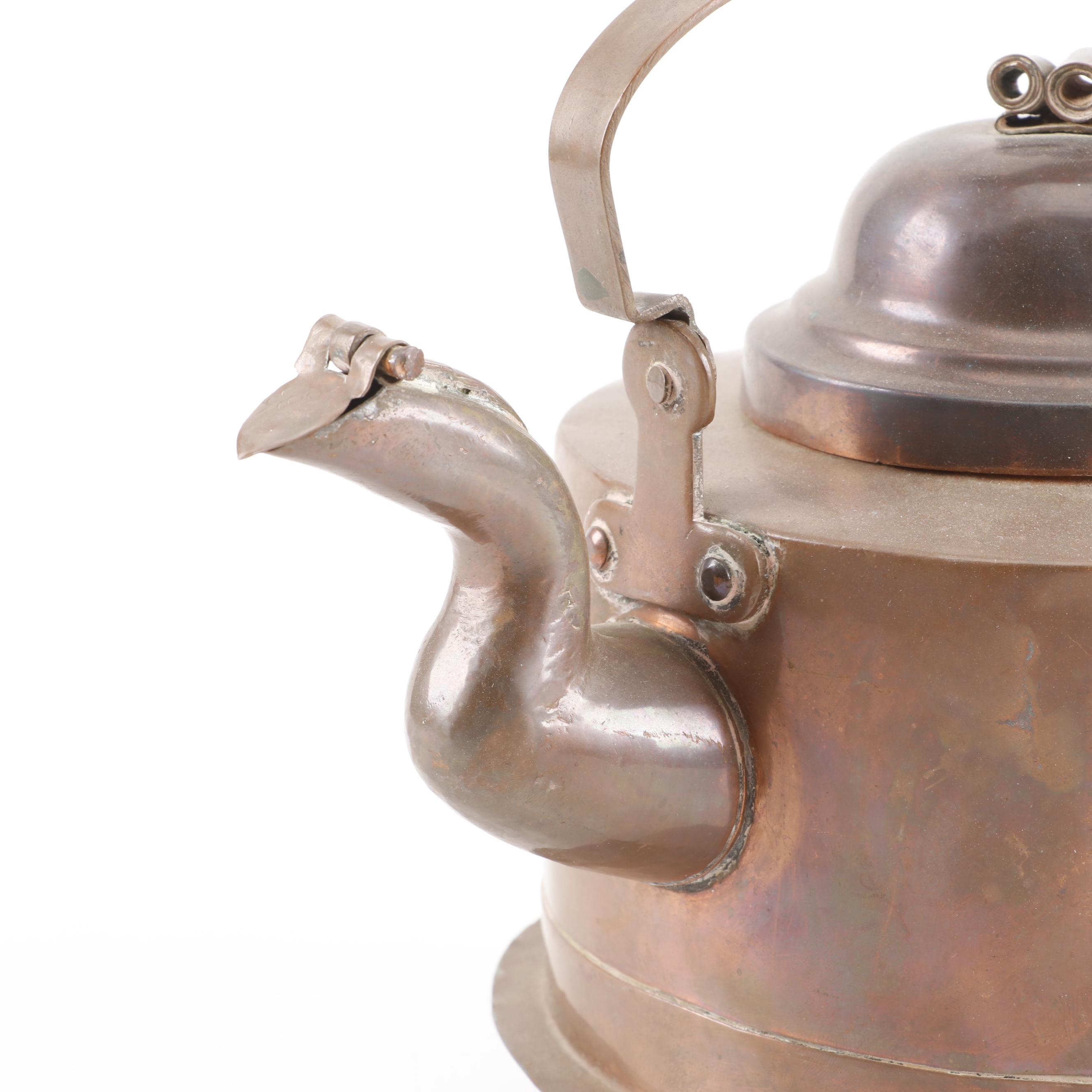 Karl Olsen Stavanger Style Copper Teakettle, 19th Century