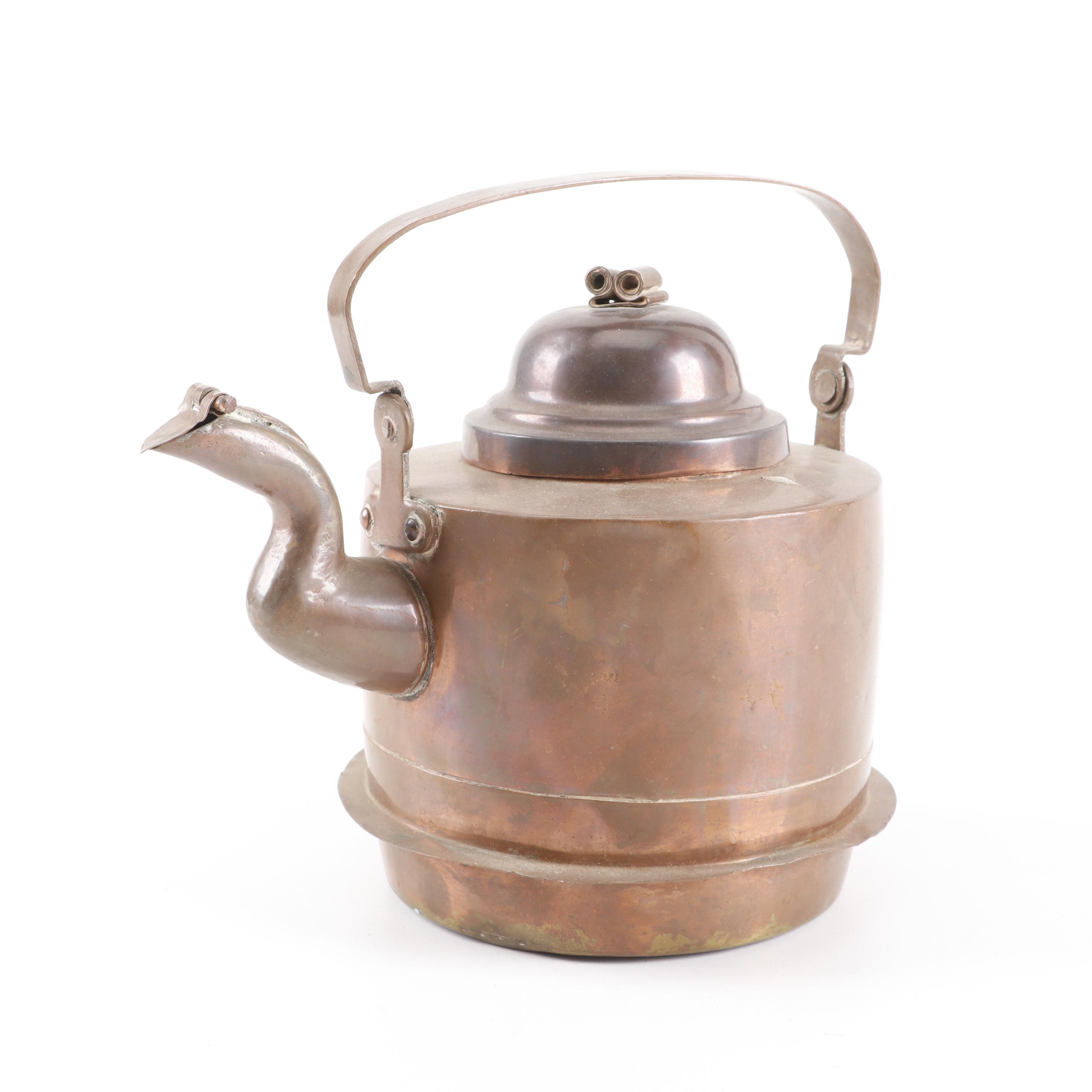 Karl Olsen Stavanger Style Copper Teakettle, 19th Century