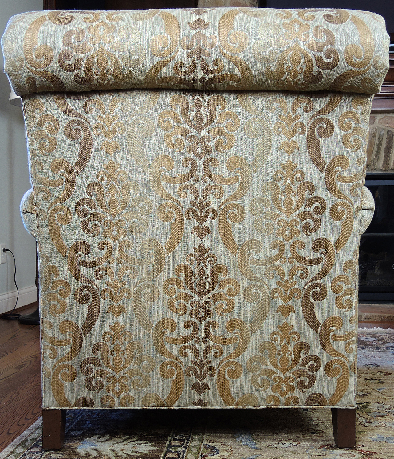 Ethan Allen Upholstered Arm Chair and Ottoman