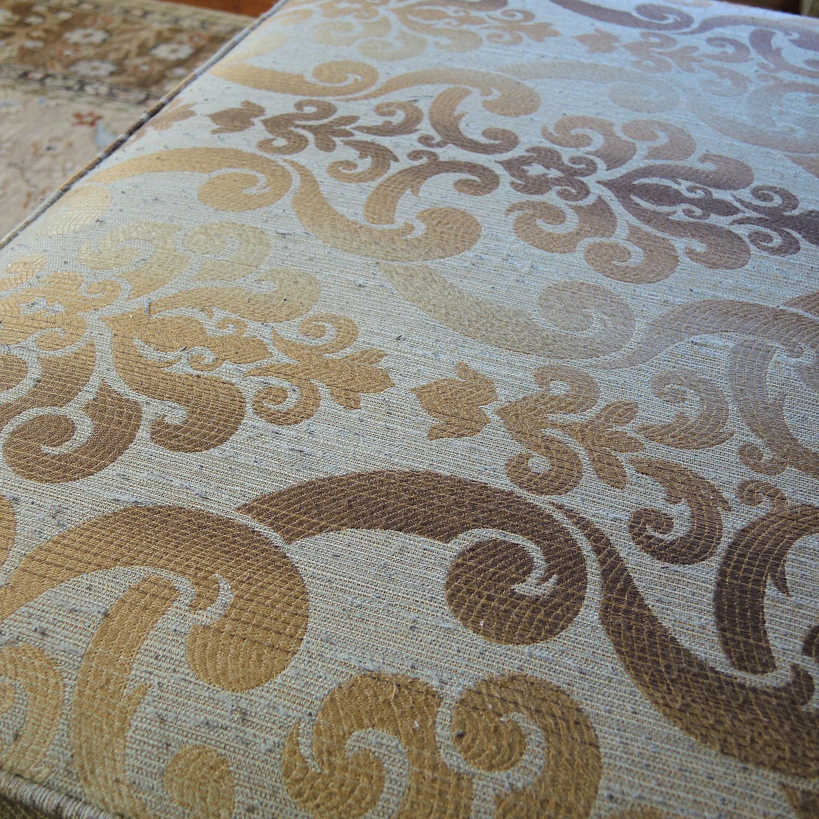 Ethan Allen Upholstered Arm Chair and Ottoman