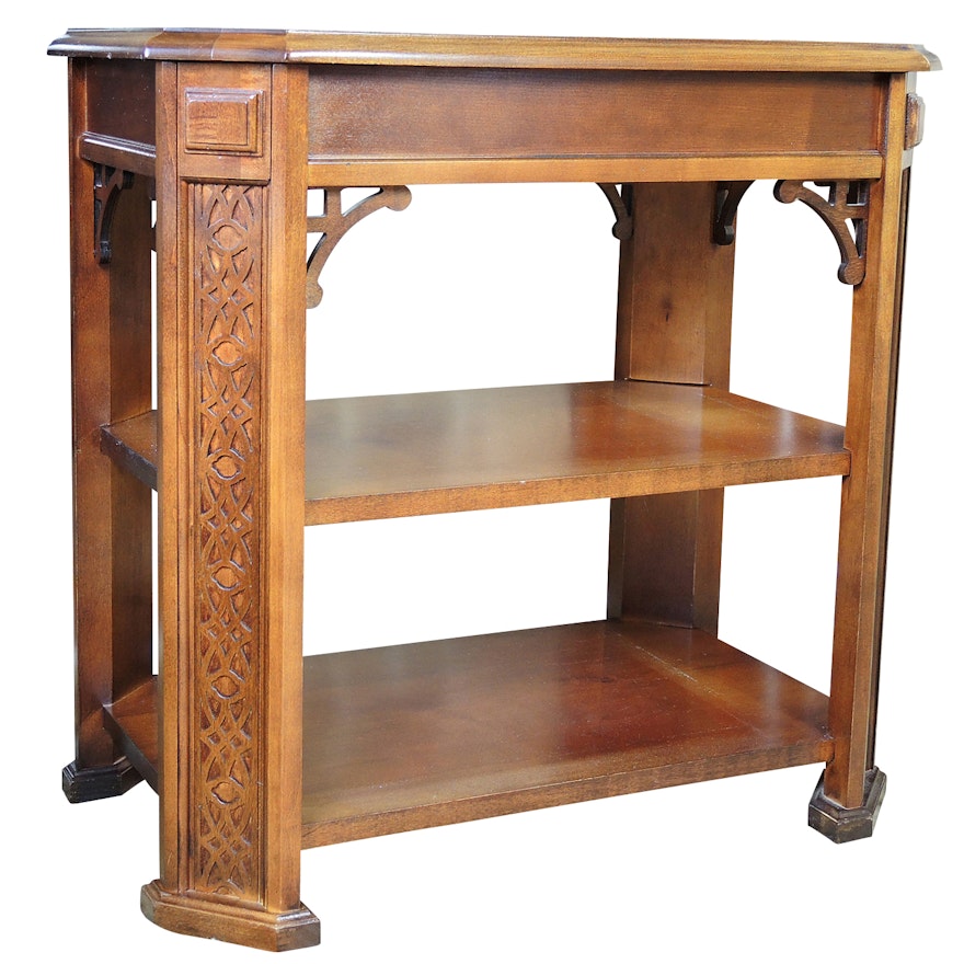 George III Style Transitional Fruitwood Side Table with Shelves