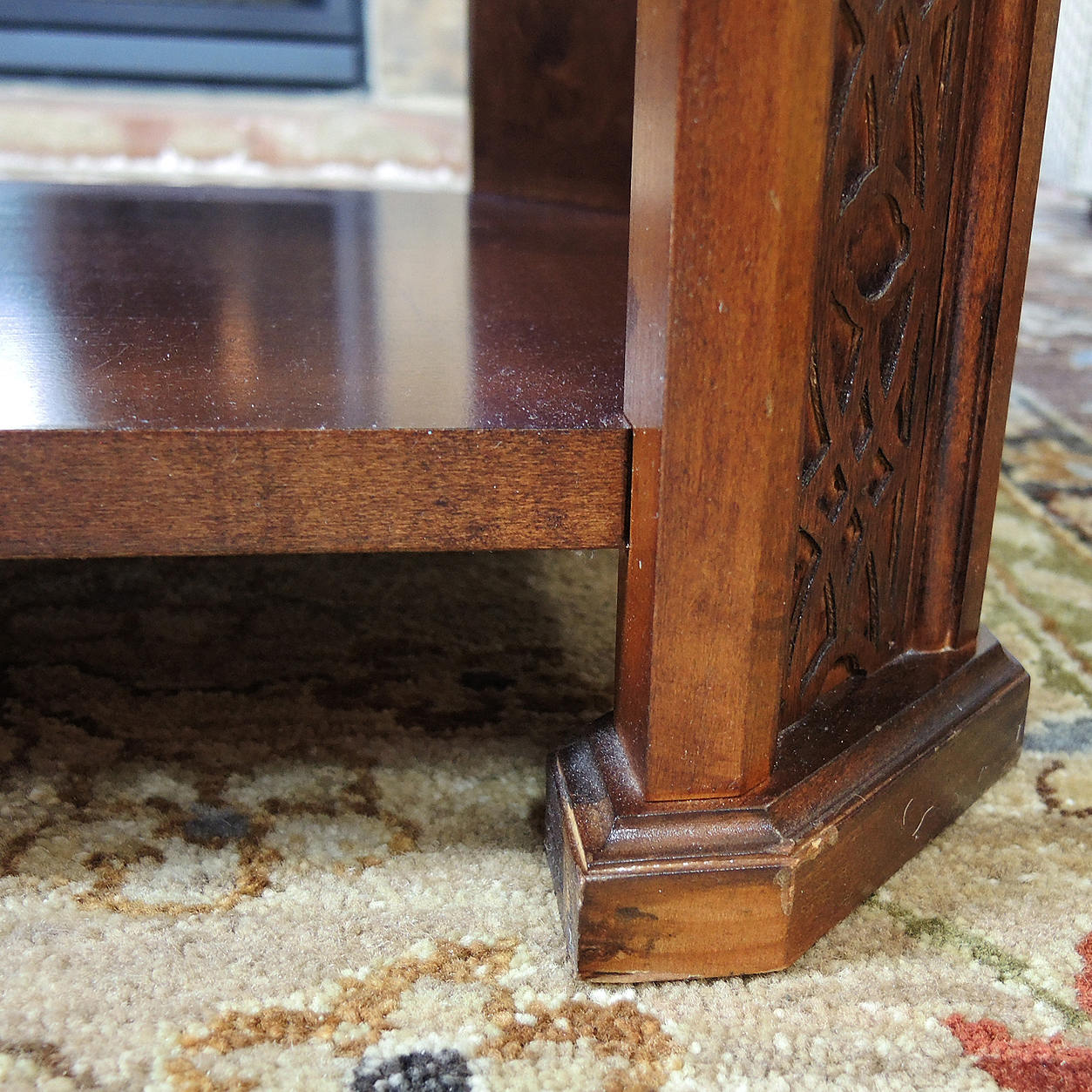 George III Style Transitional Fruitwood Side Table with Shelves