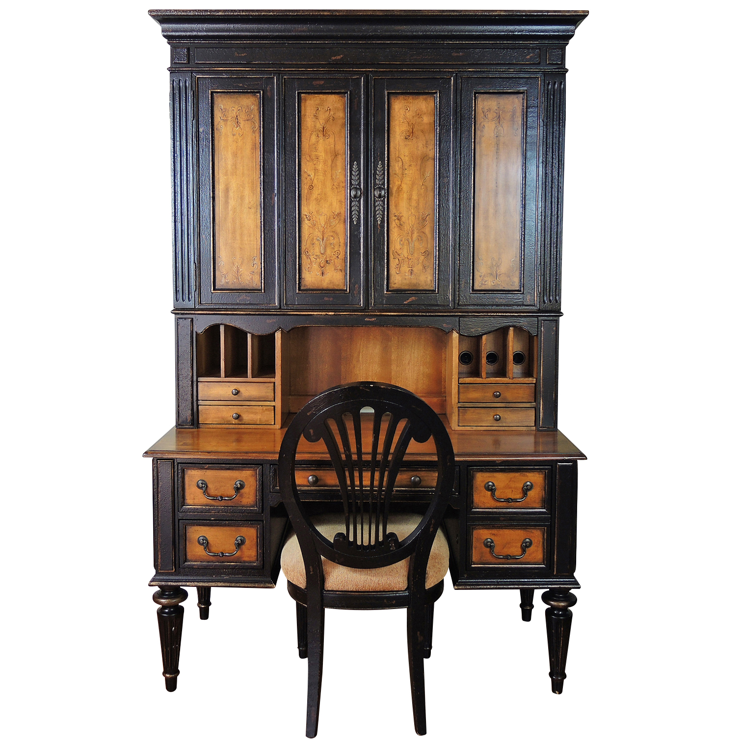 Hooker Furniture North Hampton Distressed Desk, Hutch and Chair, Contemporary
