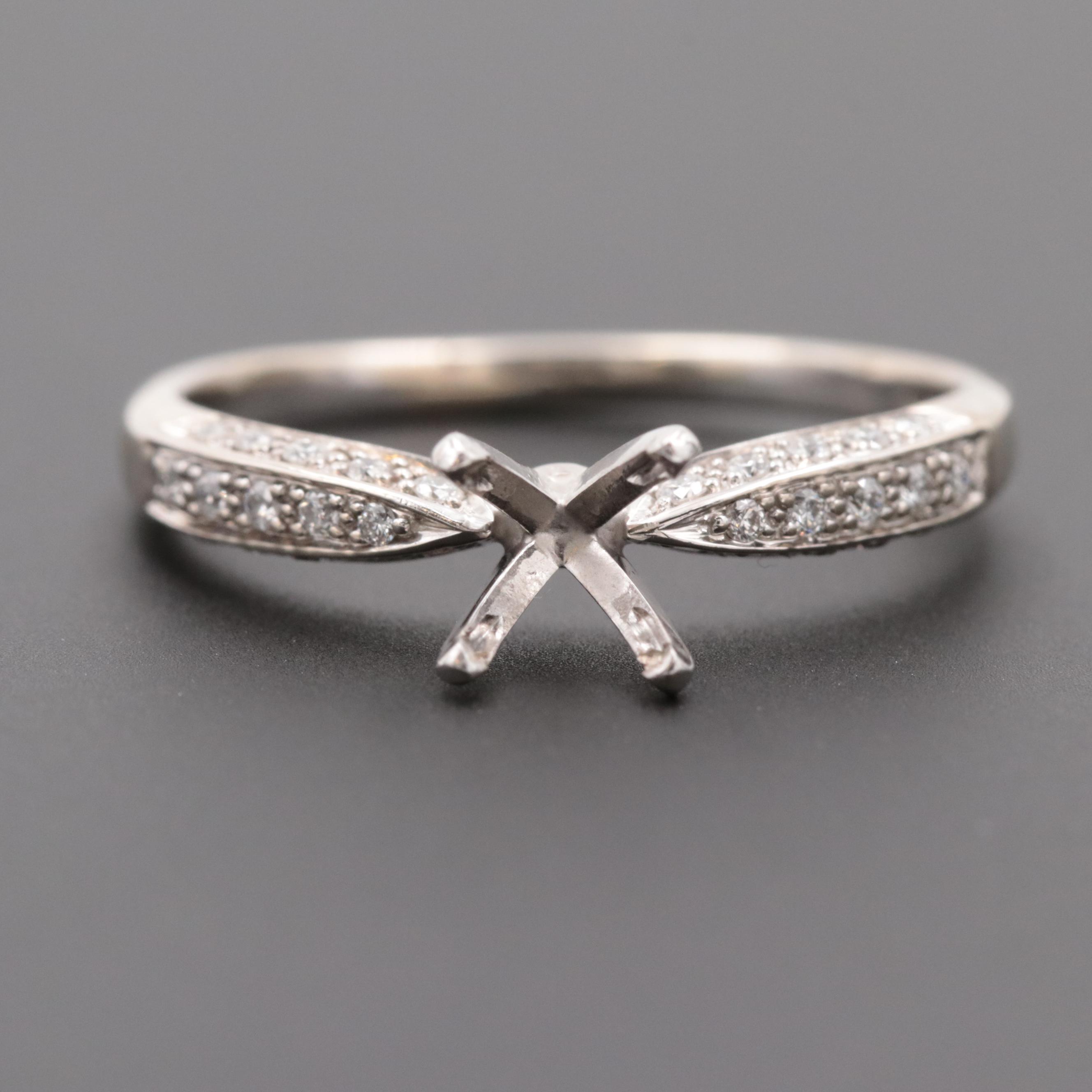 14K White Gold Diamond Semi-Mount Ring