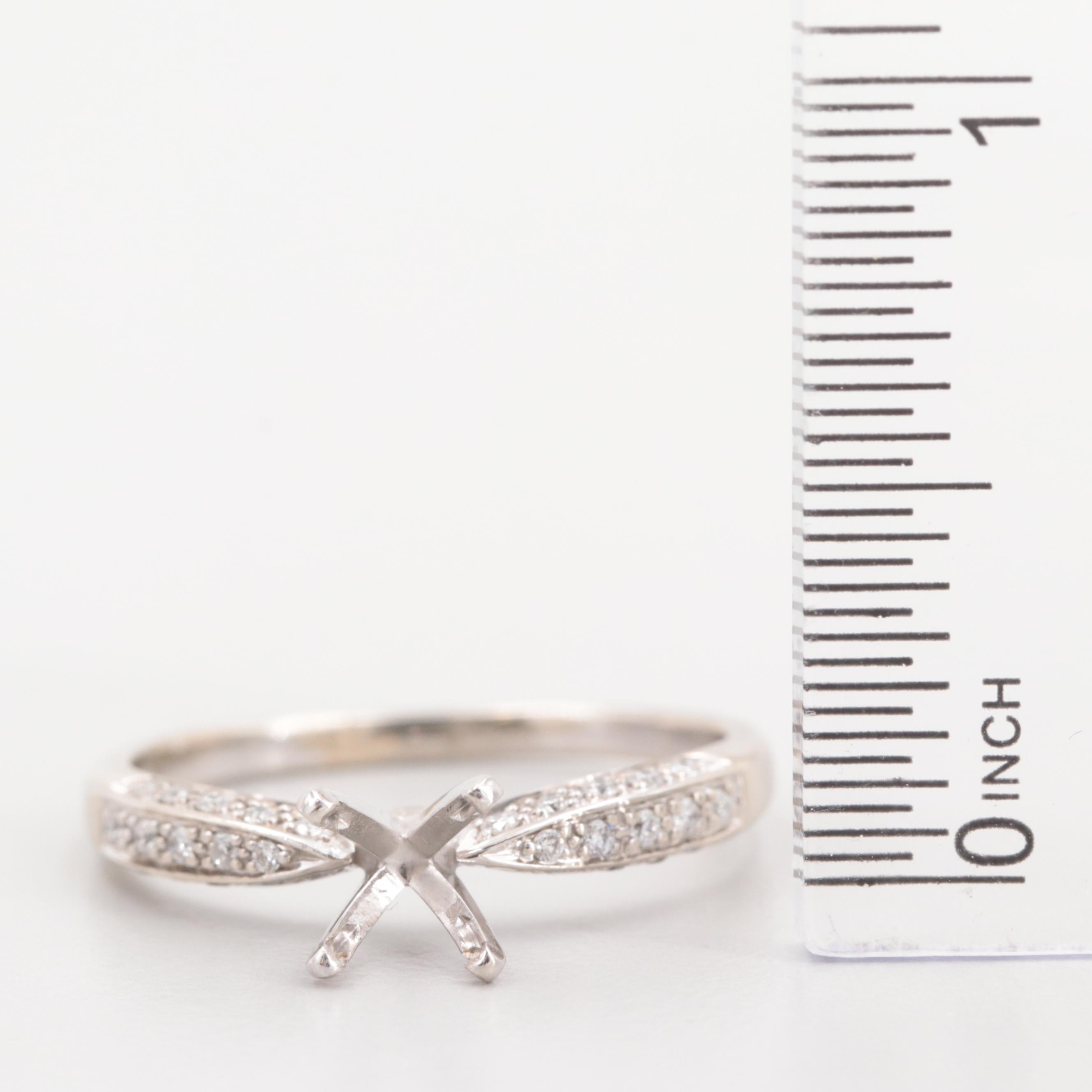 14K White Gold Diamond Semi-Mount Ring