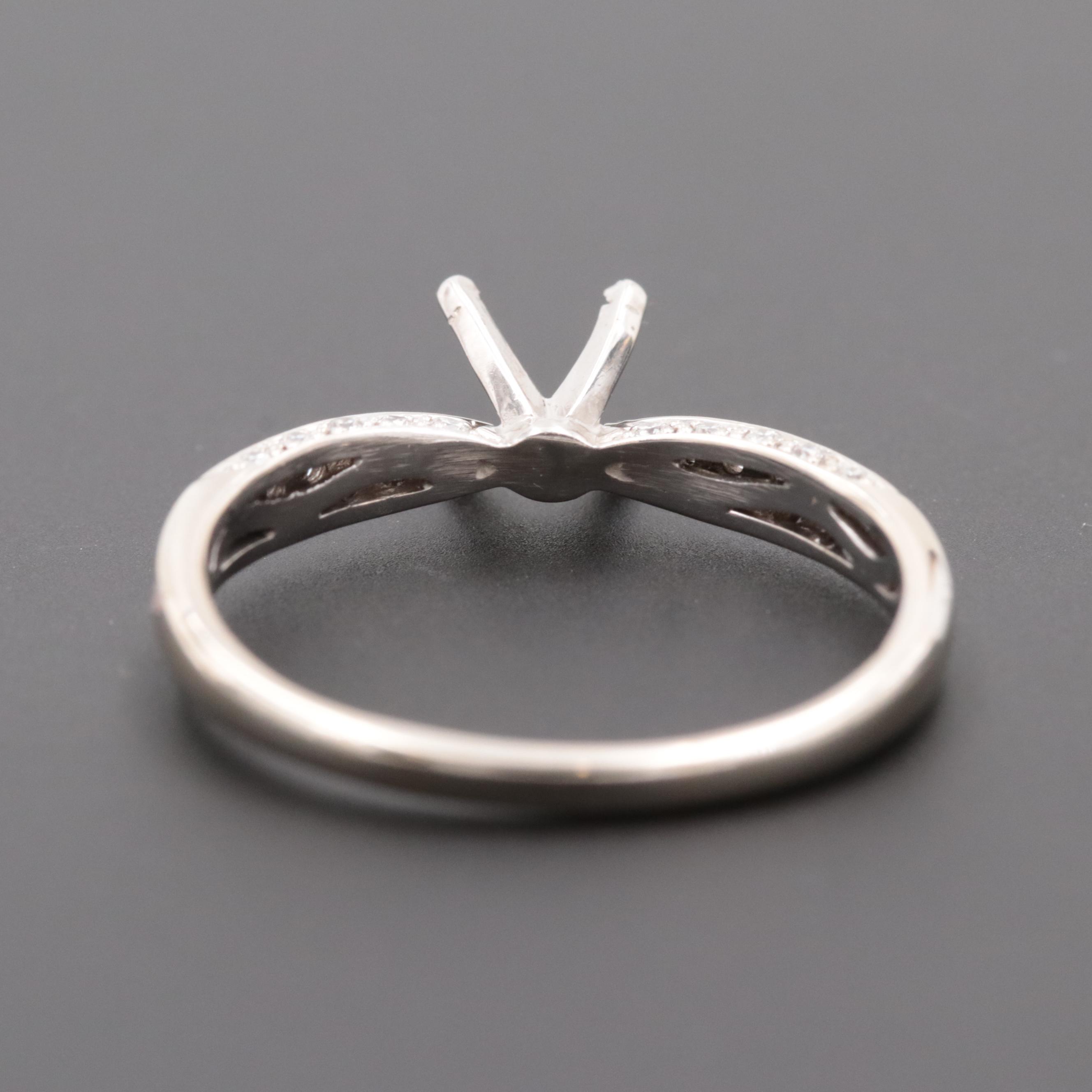 14K White Gold Diamond Semi-Mount Ring