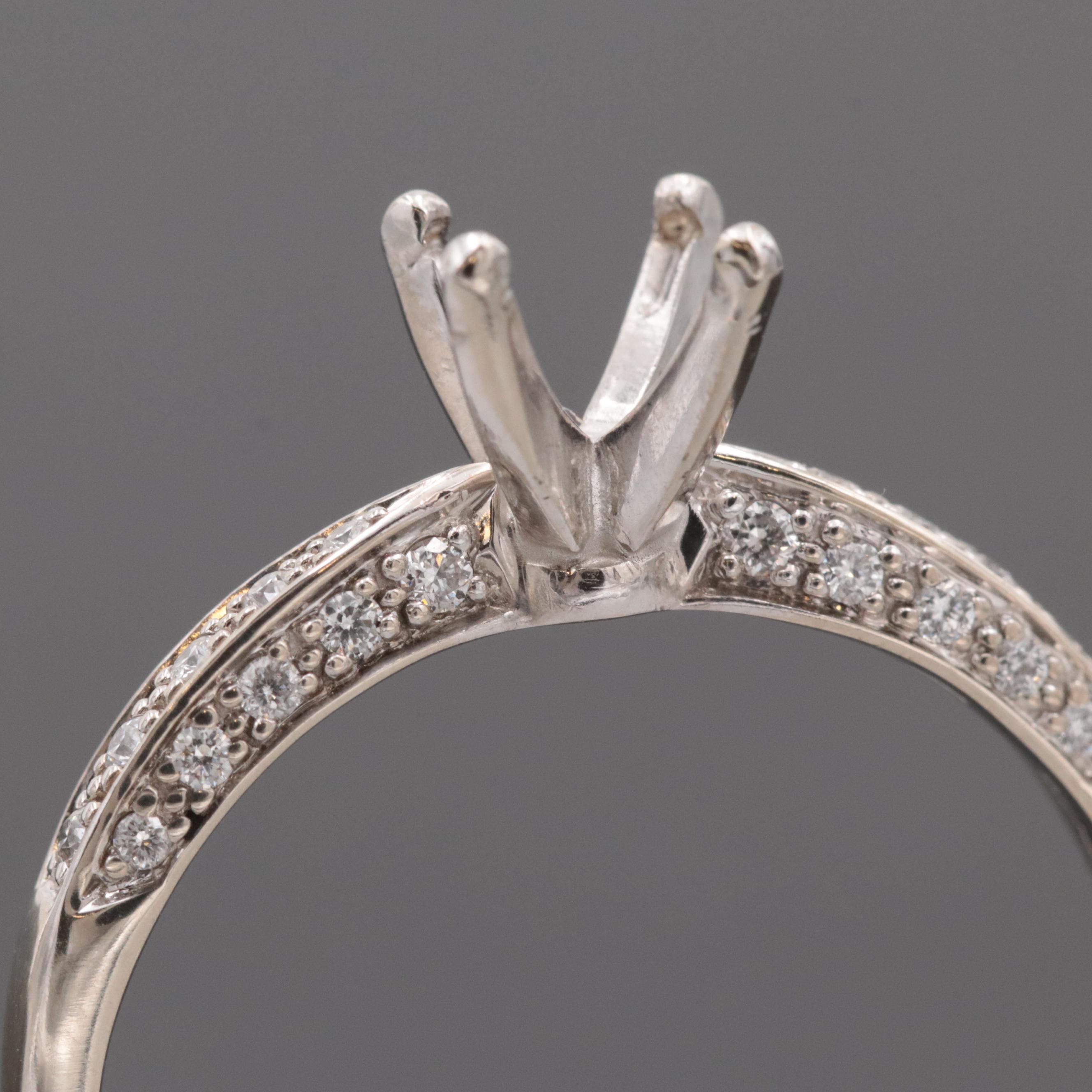 14K White Gold Diamond Semi-Mount Ring