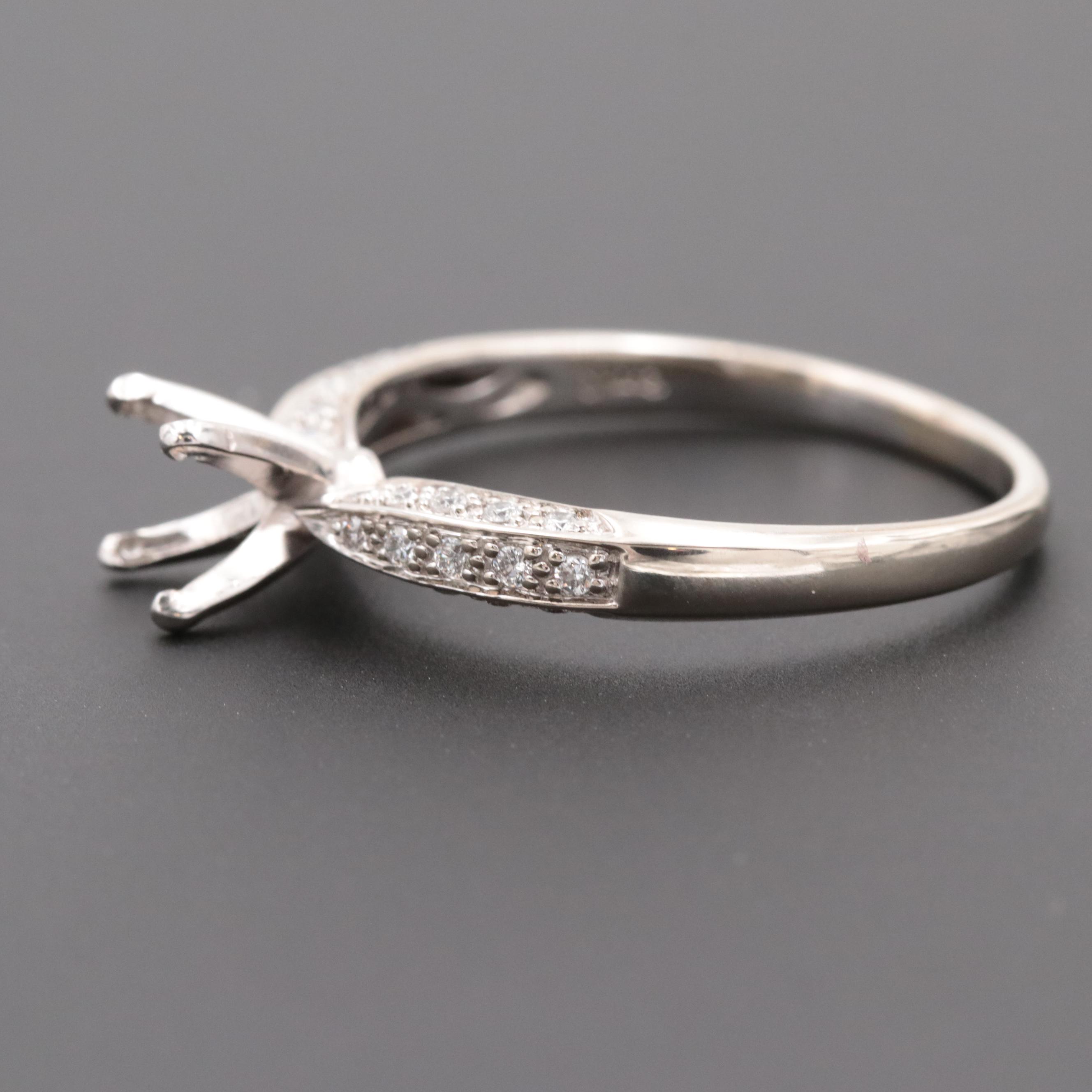 14K White Gold Diamond Semi-Mount Ring