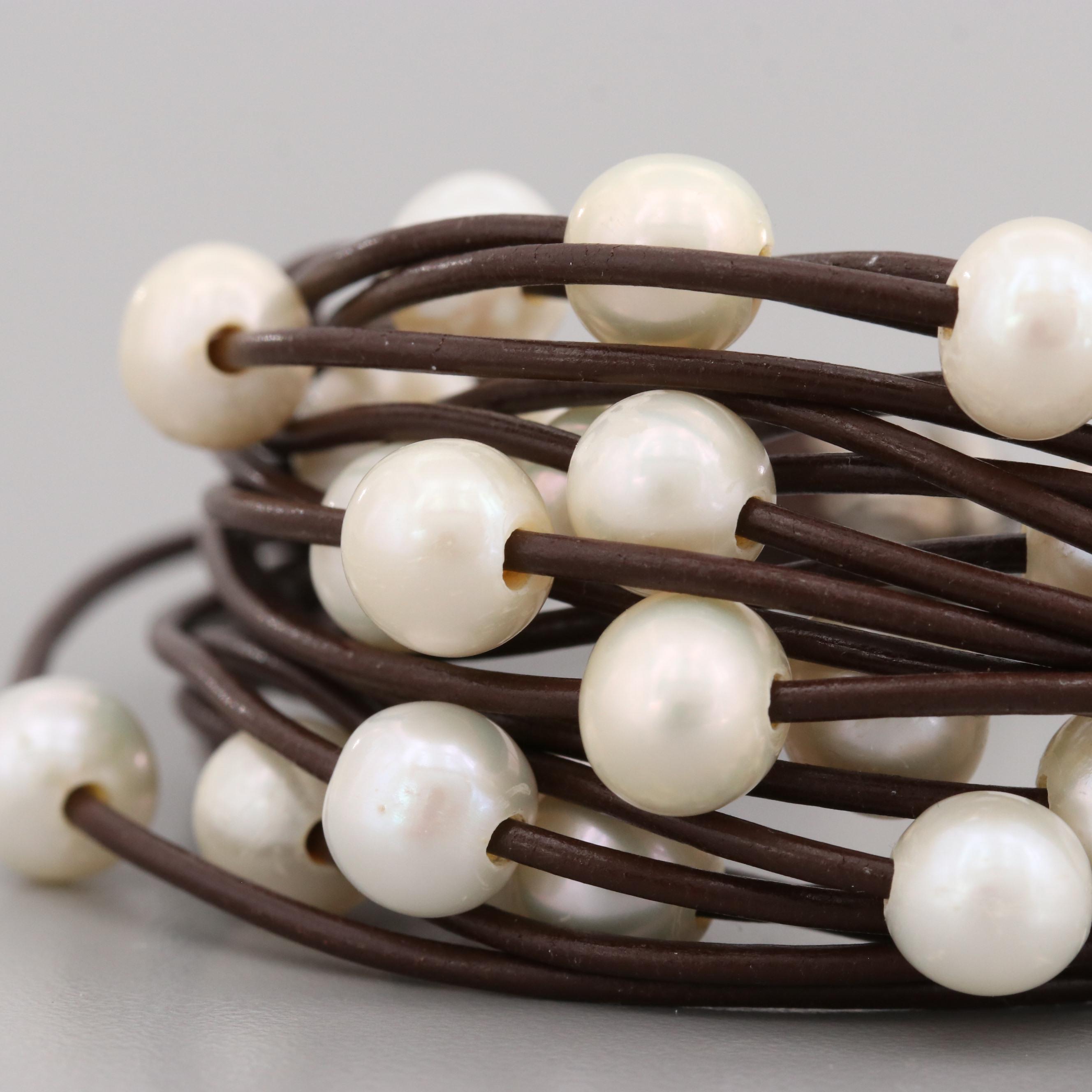 Chan Luu Sterling Silver Twenty Strand Cultured Pearl Bracelet