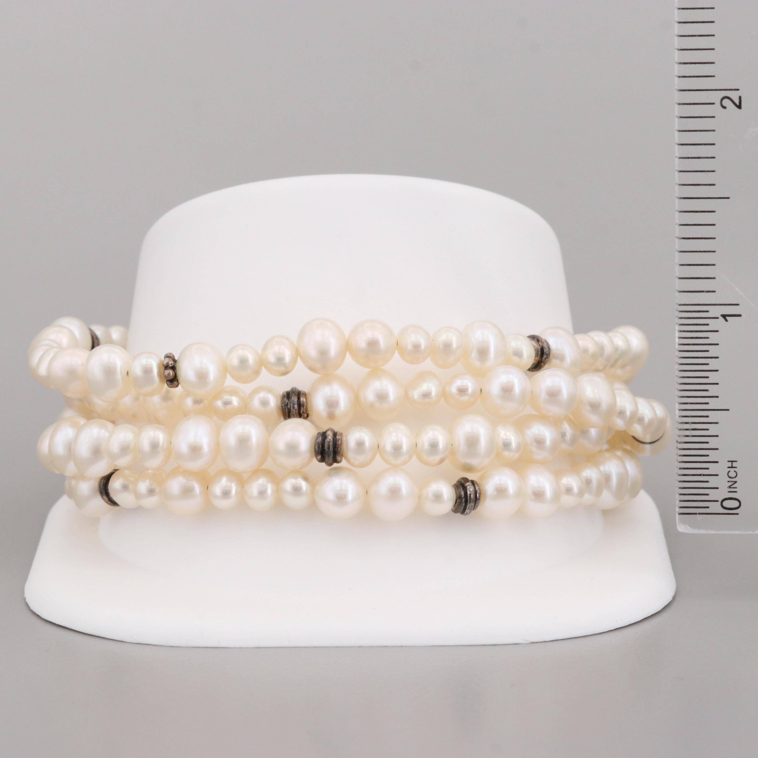 Paige Wallace Designs Sterling Silver Four Strand Cultured Pearl Bracelet